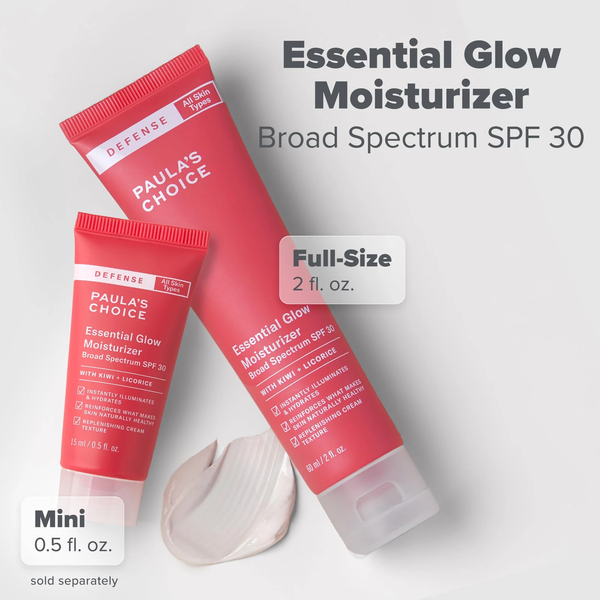 Paula's Choice DEFENSE Essential Glow Mineral Moisturizer SPF 30 with Kiwi Extract, Vitamin C & E, Niacinamide, Argan Oil & Resveratrol, Radiant Dewy Finish, 2 Oz Tube - Image 4