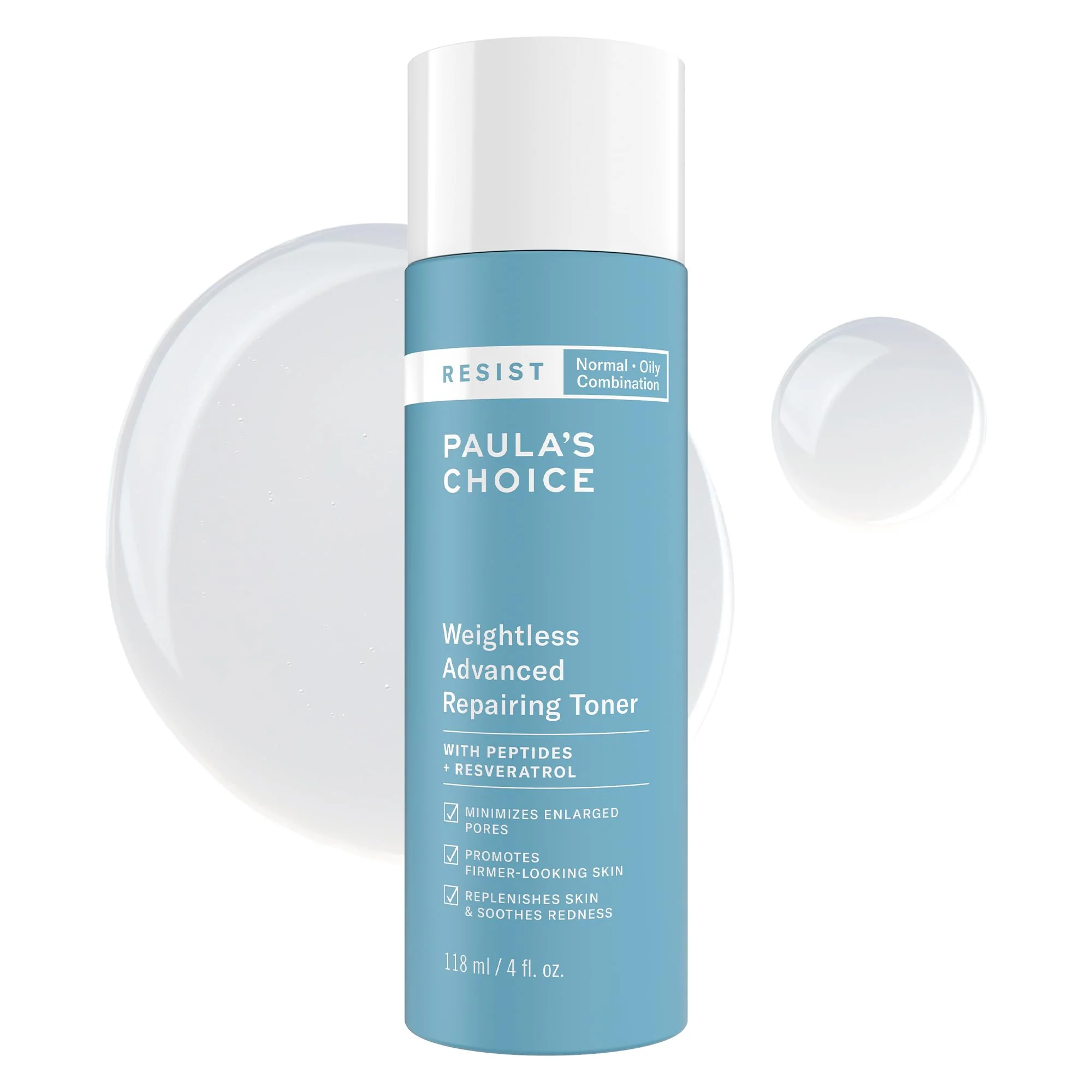 Paula's Choice Resist Weightless Advanced Repairing Face Toner, Facial Toner with Niacinamide & Hyaluronic Acid, Improves Skin & Boosts Hydration, Normal, Combination, Oily Skin, Fragrance Free, 4oz