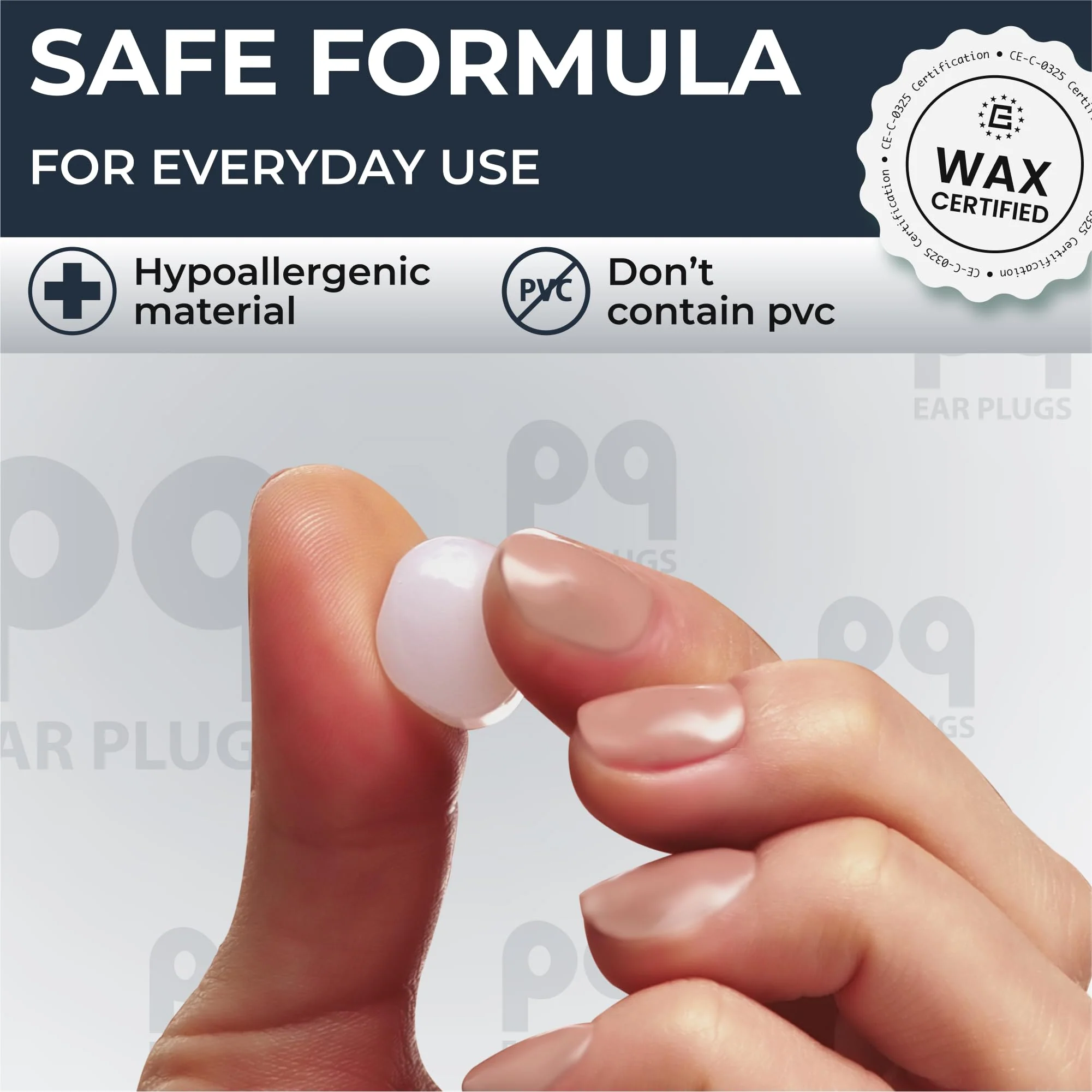 Peace&Quiet PQ Wax Ear Plugs for Sleeping, Swimming - 50 Noise Cancelling Silicone Gel Wax Earplugs, Ear Protection for Sleep and Swim, Soft Pillows with Sound Blocking Level 32Db, (50 Pillows) - Image 7
