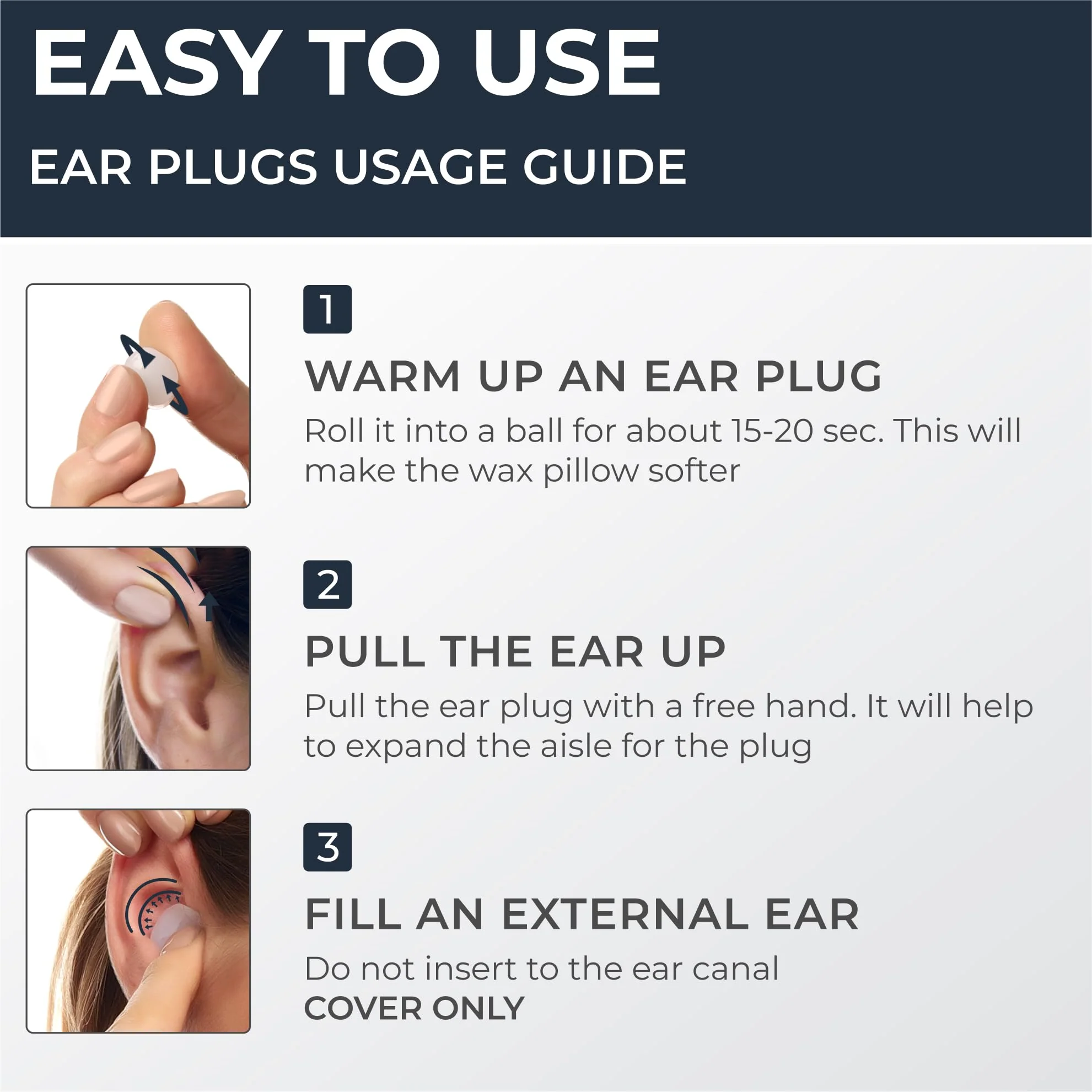 Peace&Quiet PQ Wax Ear Plugs for Sleeping, Swimming - 50 Noise Cancelling Silicone Gel Wax Earplugs, Ear Protection for Sleep and Swim, Soft Pillows with Sound Blocking Level 32Db, (50 Pillows) - Image 9