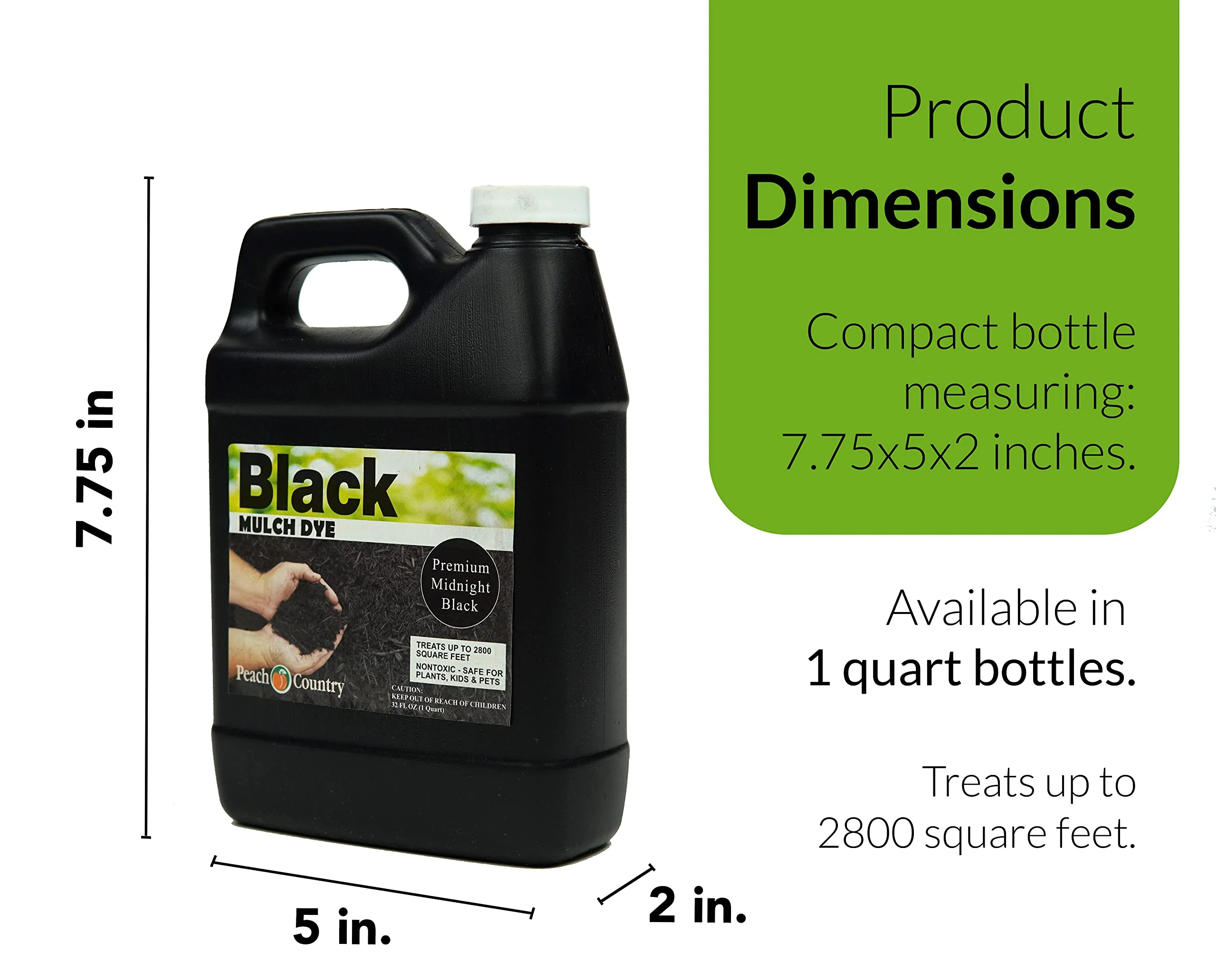 Peach Country Mulch Dye Midnight Black Quart, Mulch Paint Concentrate for Pump Sprayer Coverage Up to 2,800 Sq Ft, Water Based Landscape Color Restorer - Image 5