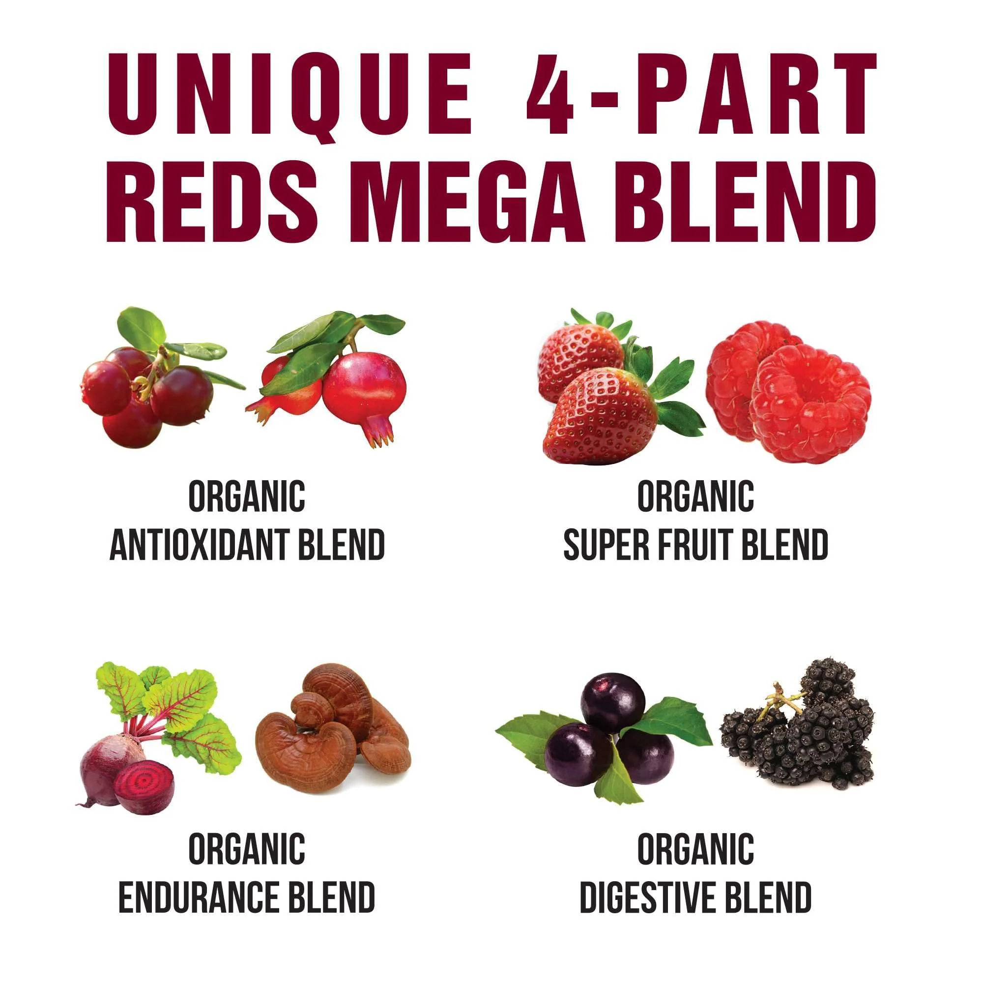 Peak Performance Organic Reds Superfood Powder, Best Tasting Red Juice Super Food w/ 25+ All Natural Ingredients & Polyphenols, Vital for Max Energy and Detox - Raspberry, Elderberry, Beetroot - Image 3