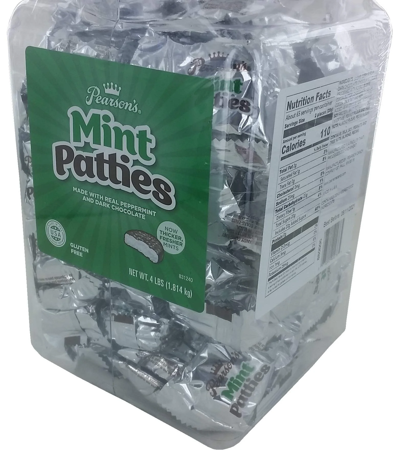 Pearson's Mint Patties | Made with Decadent Dark Chocolate and Real Peppermint | 64 Oz Jar | Individually Wrapped - Image 2