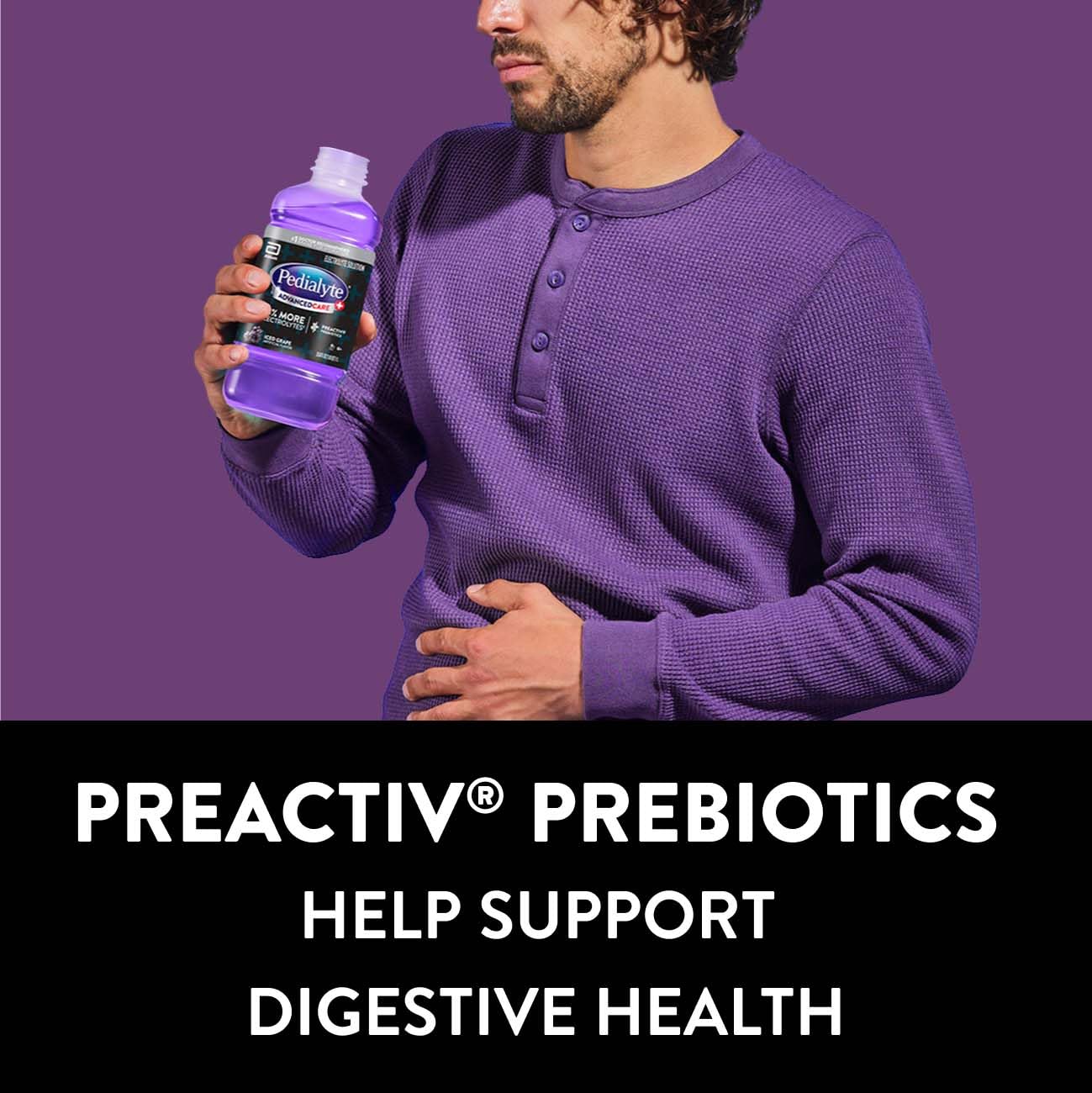 Pedialyte AdvancedCare Plus Electrolyte Hydration Drink, Has 33% More Electrolytes and Has PreActiv Prebiotics, Iced Grape, 1 Liter, Pack of 4 - Image 4
