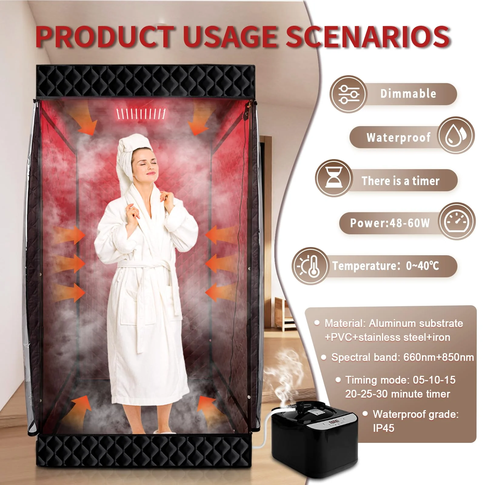 PEEKO Red Light Therapy for Body, Infrared Light Therapy Panel Lamp for Sauna Tent, 660nm and 850nm Near Infrared LED Red Lights Therapy Device at Home for Face and Body - Image 3
