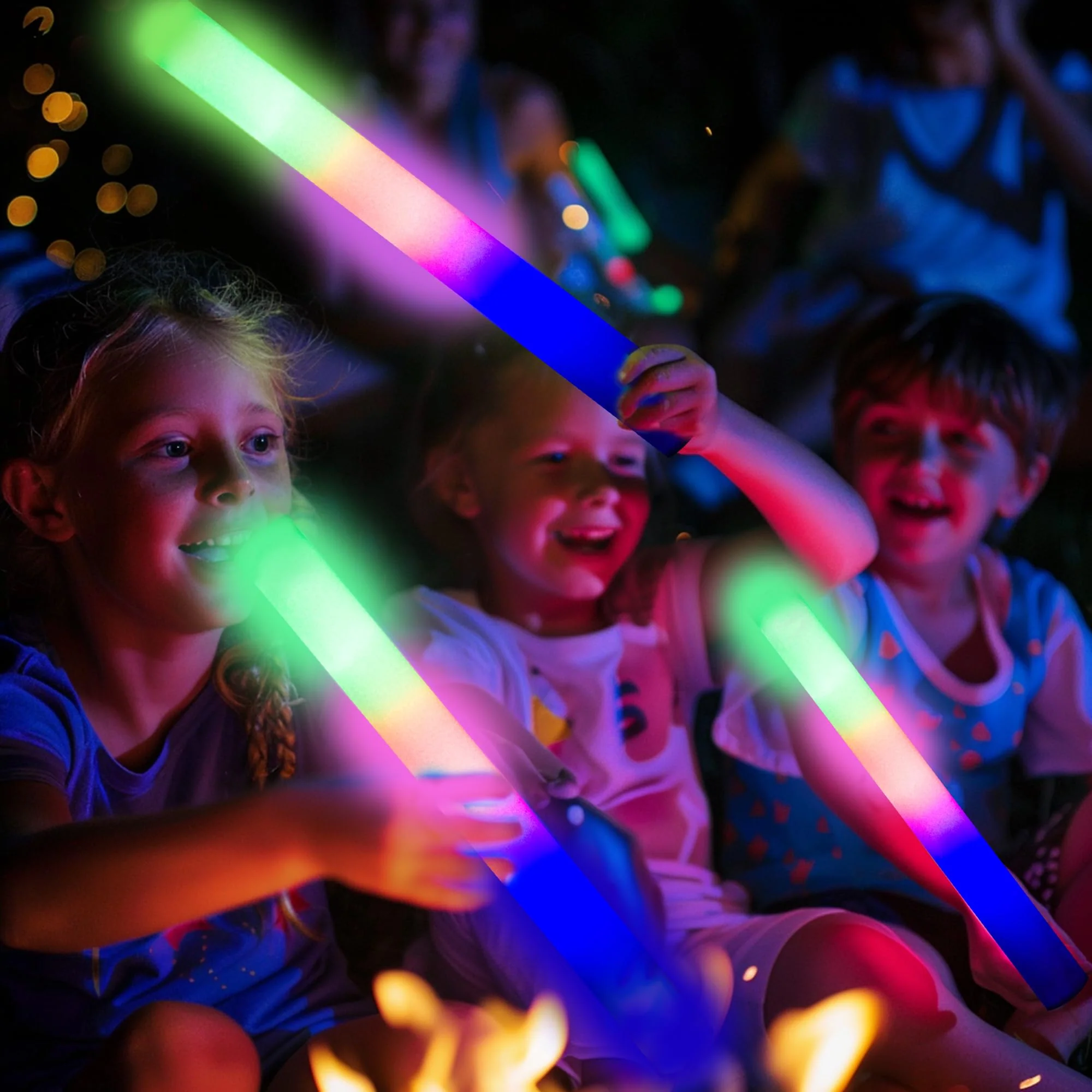 pelreame 55 Pcs LED Foam Glow Sticks Bulk,Foam Light Up Sticks 3 Modes of Color Flashing,Glow in The Dark Party Supplies for Birthday,Wedding,Raves,Carnival,New Year,Concert,Halloween Christmas - Image 5
