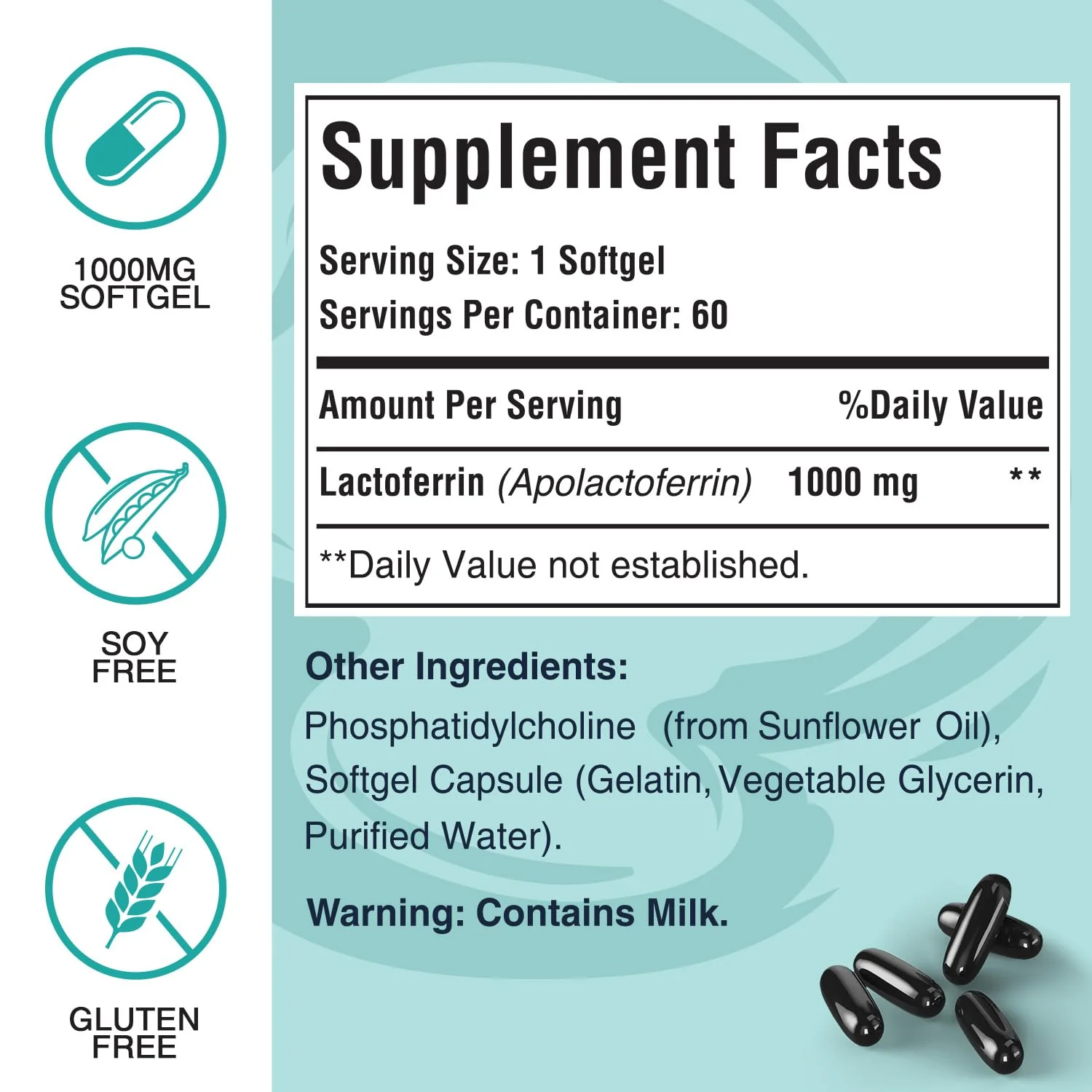Pepeior Liposomal Bovine Lactoferrin 1000 mg - for Iron Absorption & Immune Function Lactoferrin Supplements for Adults, 60 Softgels (2 Bottle) - Image 3
