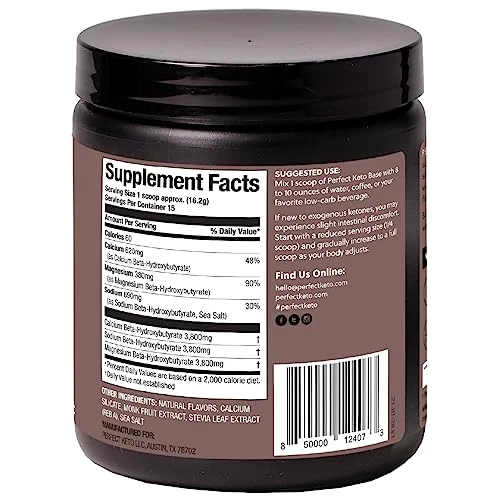 Perfect Keto Exogenous Ketones Powder, BHB Salts for Ketosis & Fasting Support, Electrolytes for Hydration, Caffeine Free Energy, Chocolate, 8.57 oz - Image 7