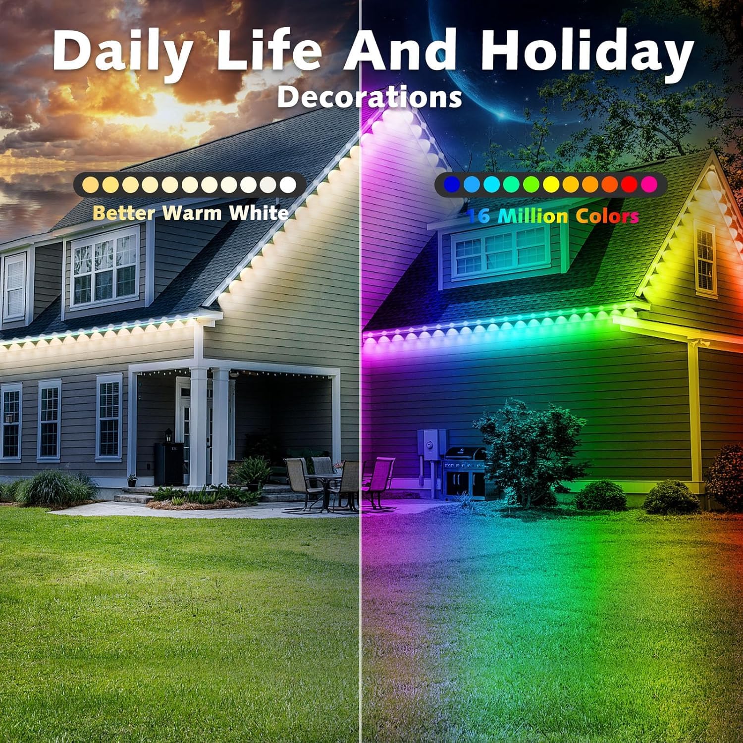 Permanent Outdoor RGB Lights,Waterproof Smart LED Eaves Lights with App/Remote Control,for Christmas and All Holiday Decor,Daily and Accent Lighting,House Roof and Garden Lighting (200FT) - Image 4