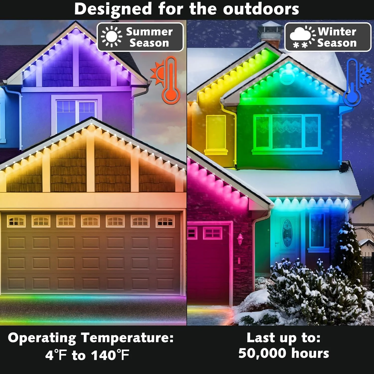 Permanent Outdoor RGB Lights,Waterproof Smart LED Eaves Lights with App/Remote Control,for Christmas and All Holiday Decor,Daily and Accent Lighting,House Roof and Garden Lighting (200FT) - Image 5