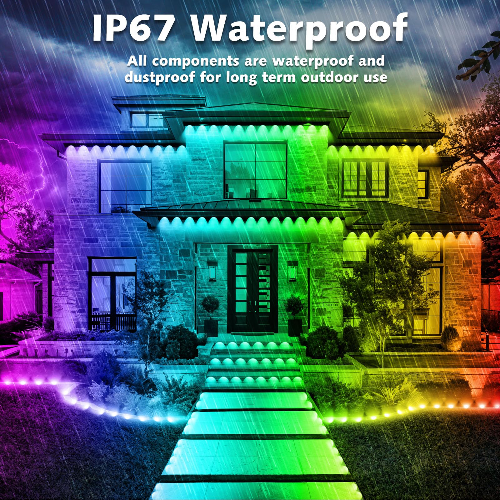 Permanent Outdoor RGB Lights,Waterproof Smart LED Eaves Lights with App/Remote Control,for Christmas and All Holiday Decor,Daily and Accent Lighting,House Roof and Garden Lighting (200FT) - Image 7