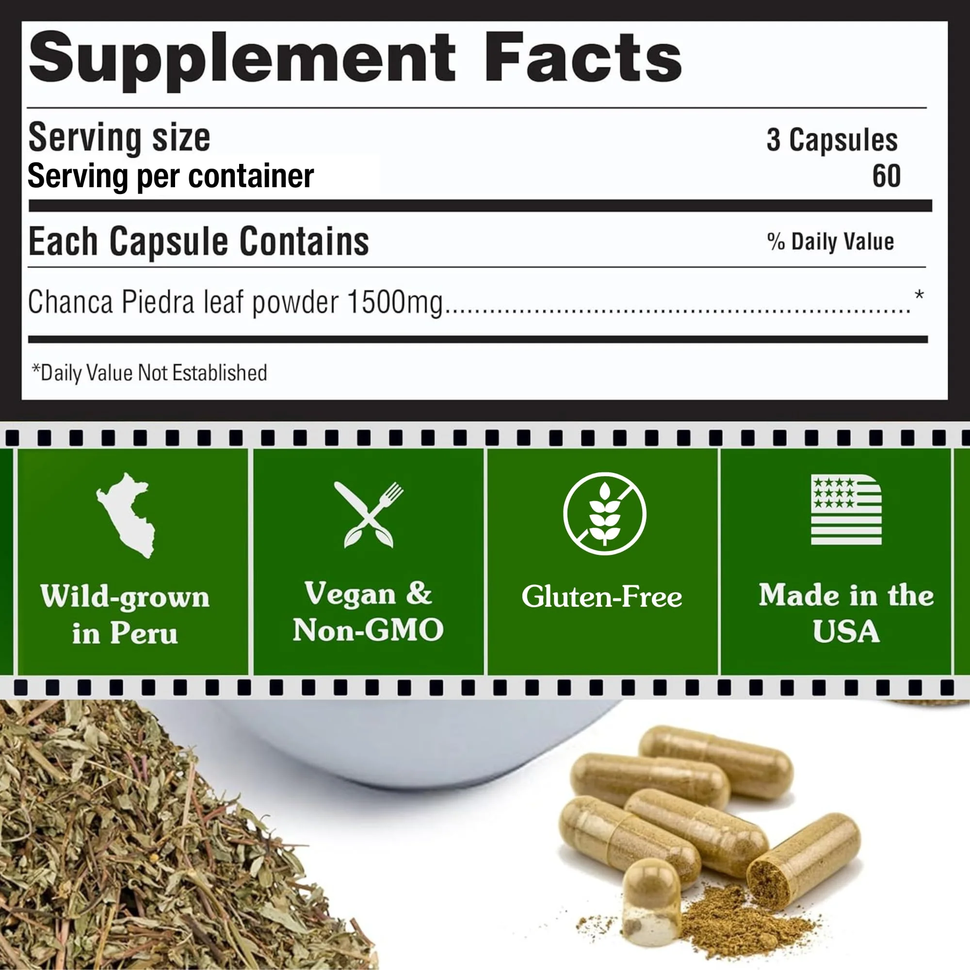 Peruvian Naturals Chanca Piedra Stone Breaker 180 Capsules - Kidney Stone Dissolver & Gallbladder - 1500mg per Serving - Chancapiedra Stonebreaker for Bladder Cleanse & Urinary Tract - Vegan, Non GMO - Image 4