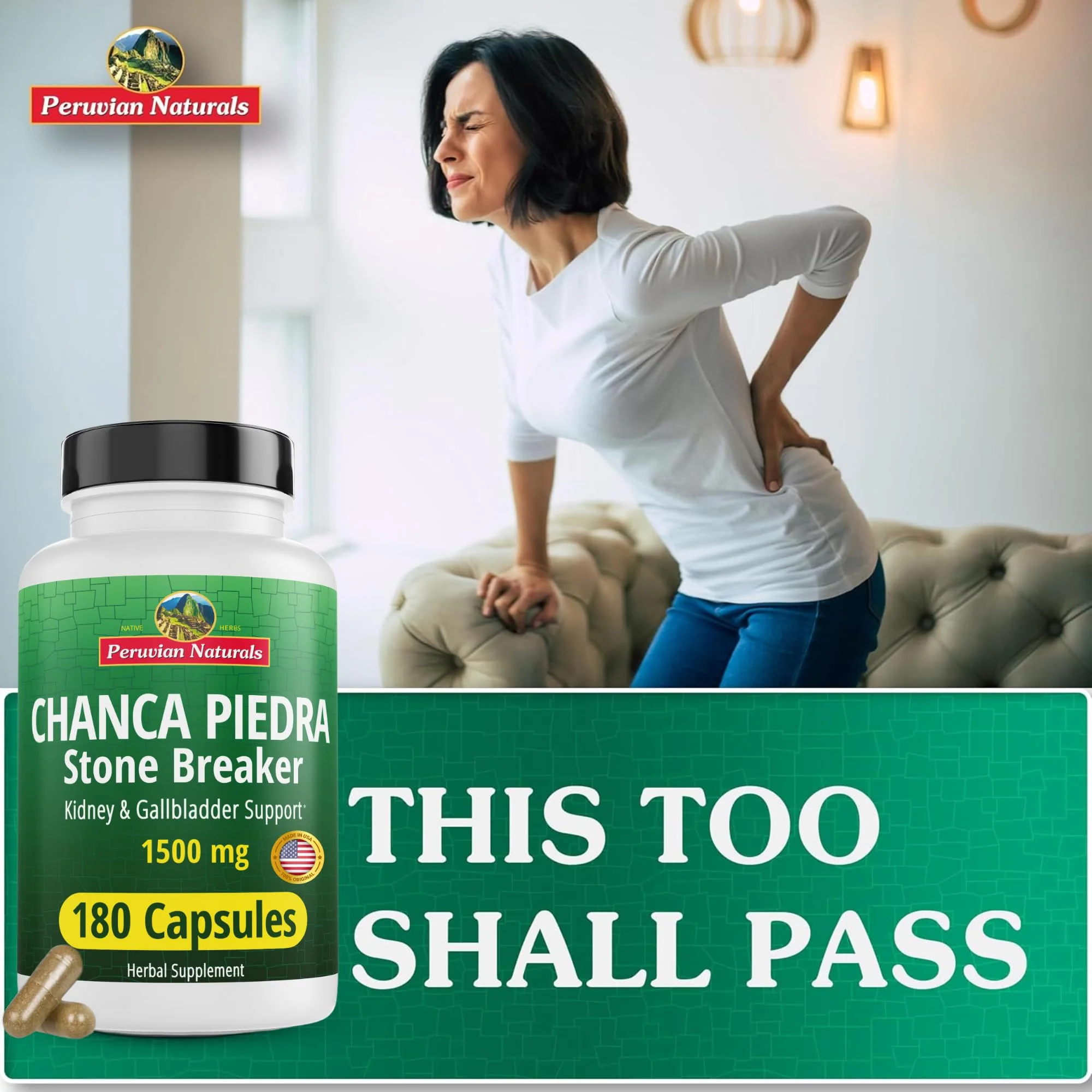 Peruvian Naturals Chanca Piedra Stone Breaker 180 Capsules - Kidney Stone Dissolver & Gallbladder - 1500mg per Serving - Chancapiedra Stonebreaker for Bladder Cleanse & Urinary Tract - Vegan, Non GMO - Image 8