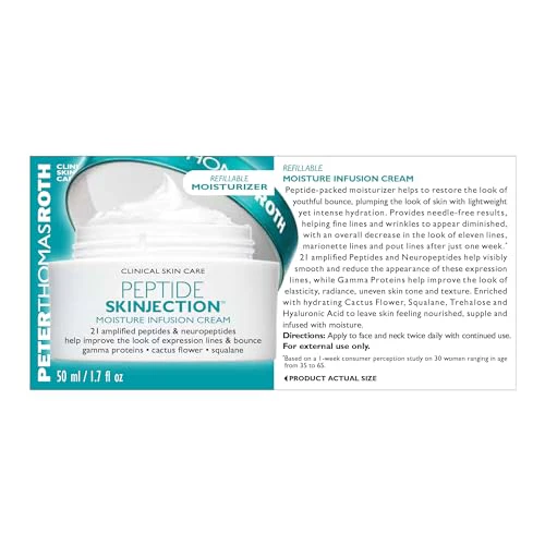 Peter Thomas Roth | Peptide Skinjection™ Moisture Infusion Cream, Refillable Moisturizer, For Loss of Firmness and Elasticity, Fine Lines & Wrinkles, Dryness, 21 Amplified Peptides & Neuropeptides - Image 8