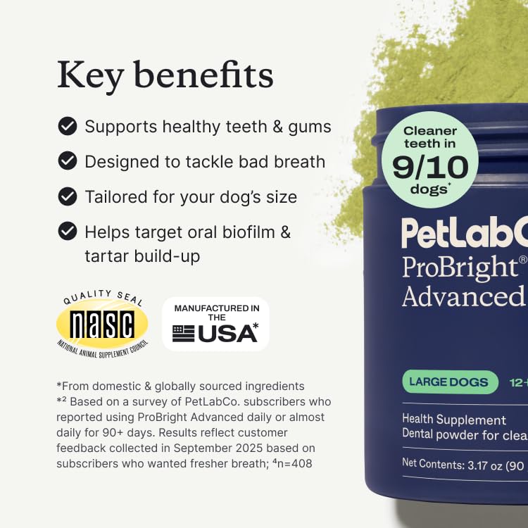 PetLab Co. ProBright Advanced Dental Powder - Dog Breath Freshener - Teeth Cleaning Made Easy – Targets Tartar & Bad Breath - Packaging May Vary - Formulated for Large Dogs - Image 12
