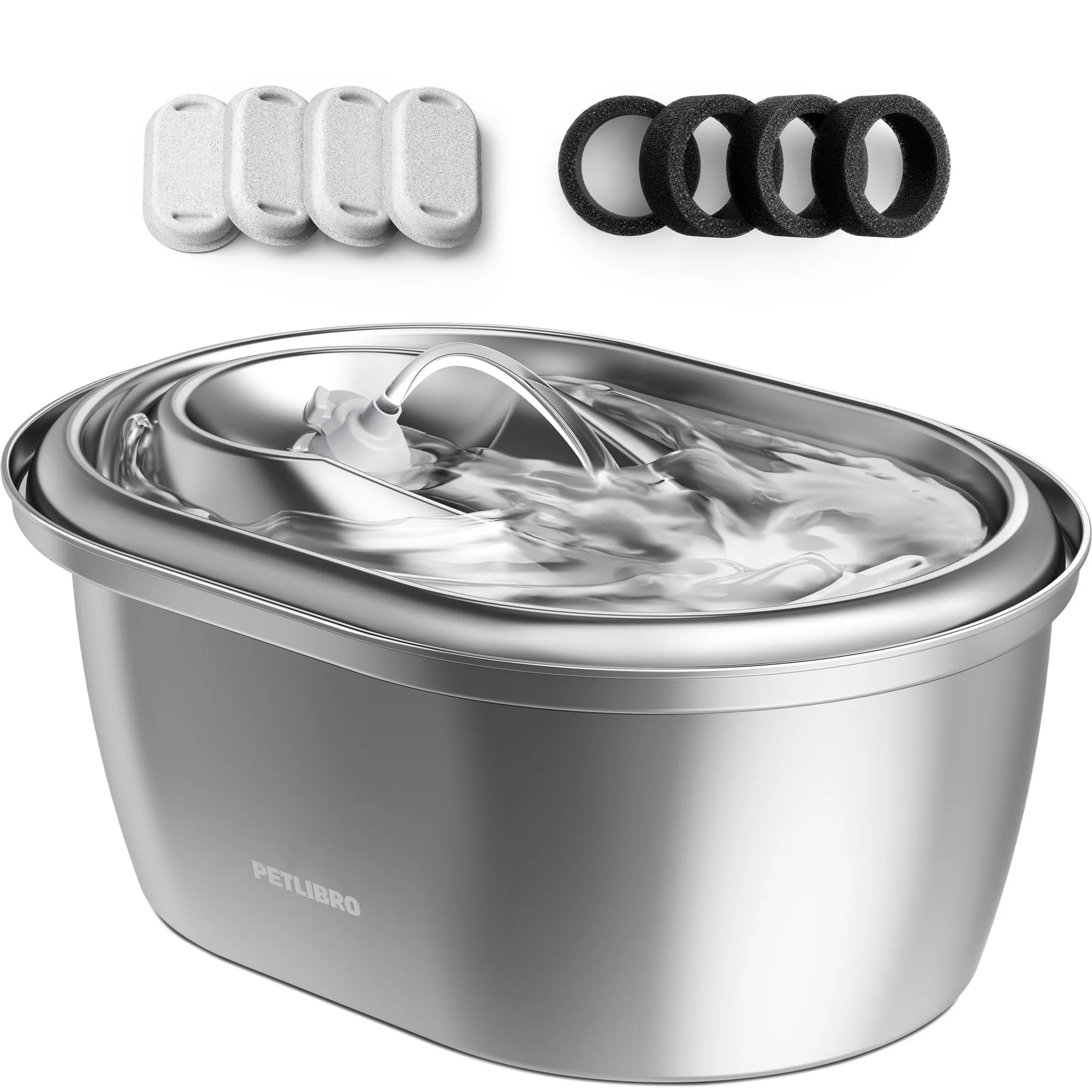PETLIBRO Stainless Steel Cat Water Fountain, 101oz/3L Pet Water Fountain for Cats Inside, Food-Grade Dog Water Fountain, Automatic Cat Water Dispenser - Image 2