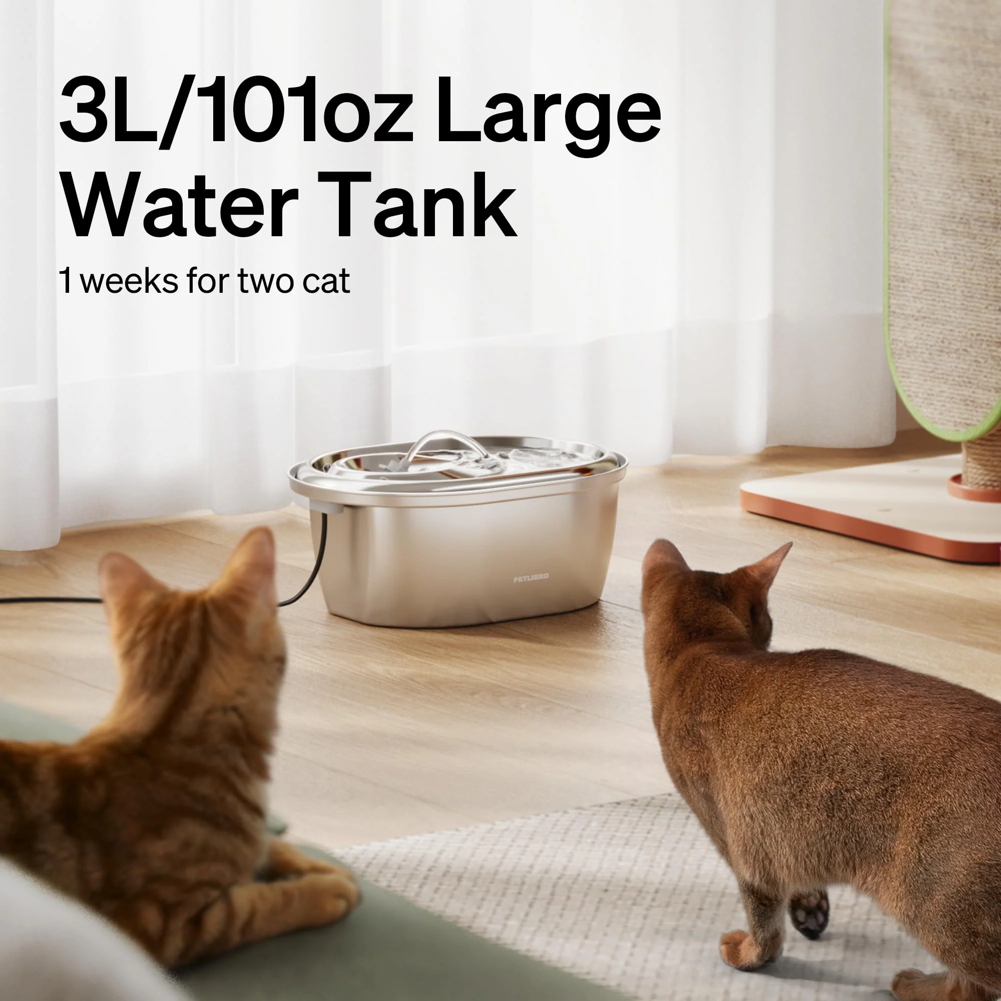 PETLIBRO Stainless Steel Cat Water Fountain, 101oz/3L Pet Water Fountain for Cats Inside, Food-Grade Dog Water Fountain, Automatic Cat Water Dispenser - Image 4