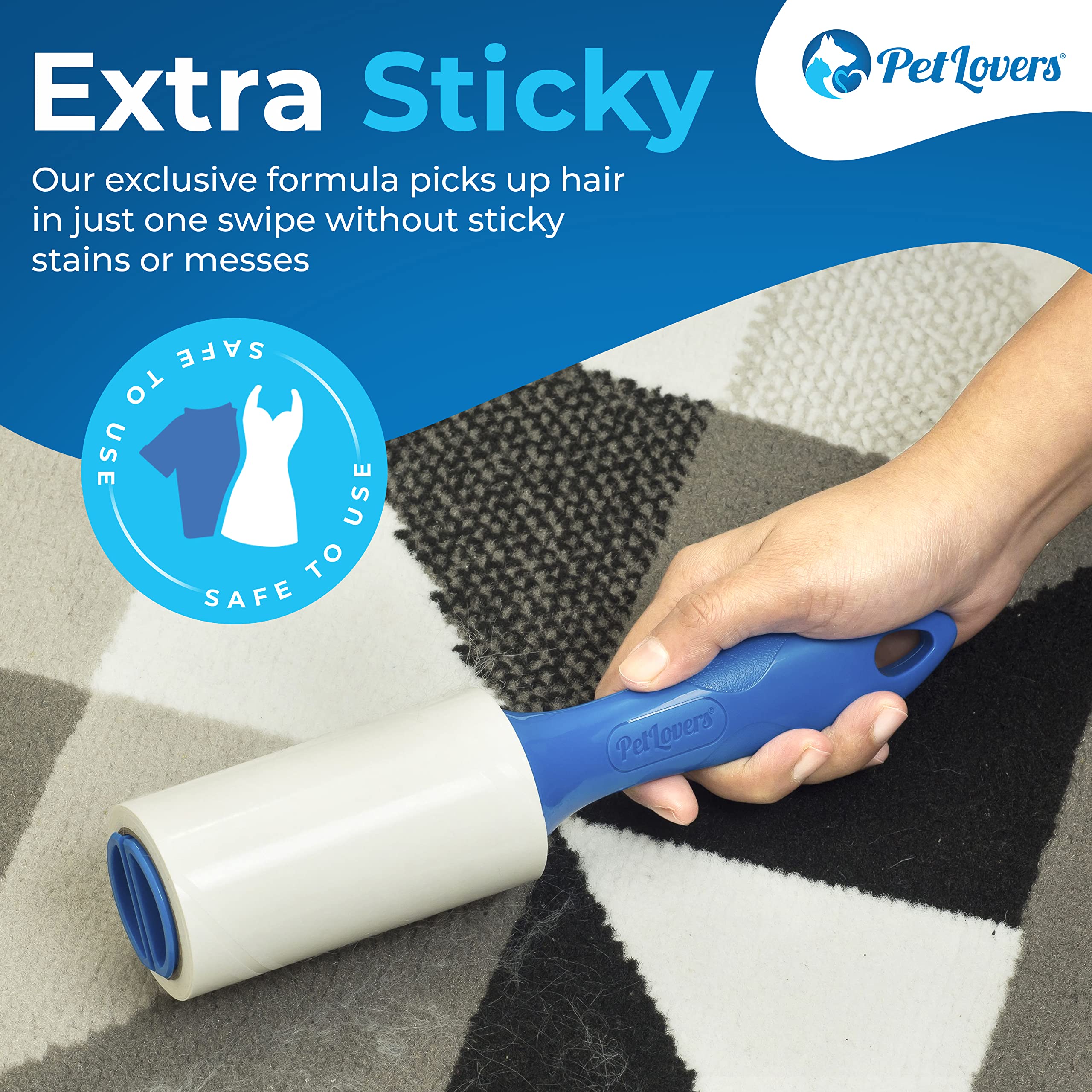 PetLovers Extra Sticky Lint Roller Mega Value Set for Pet Hair Removal, Dog and Cat Lint Remover (4 Pack) - Image 2