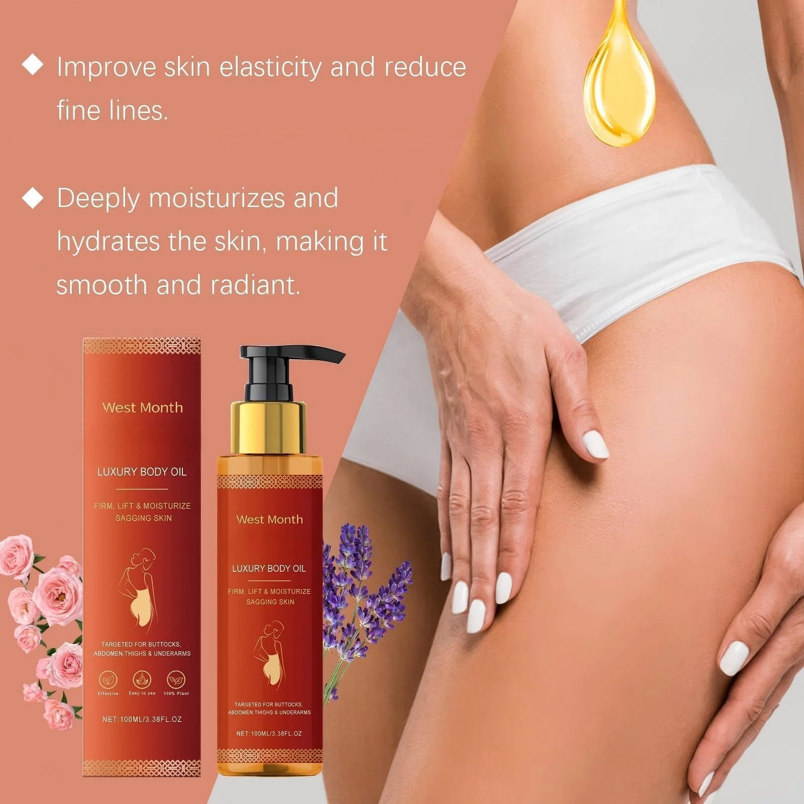 pewatul Body Firming Oil, Hydrating and Firming Skin for Women Full Body Use| Nourishes Skin,Reduces Fine Lines,Improves Elasticity (2, red) - Image 5