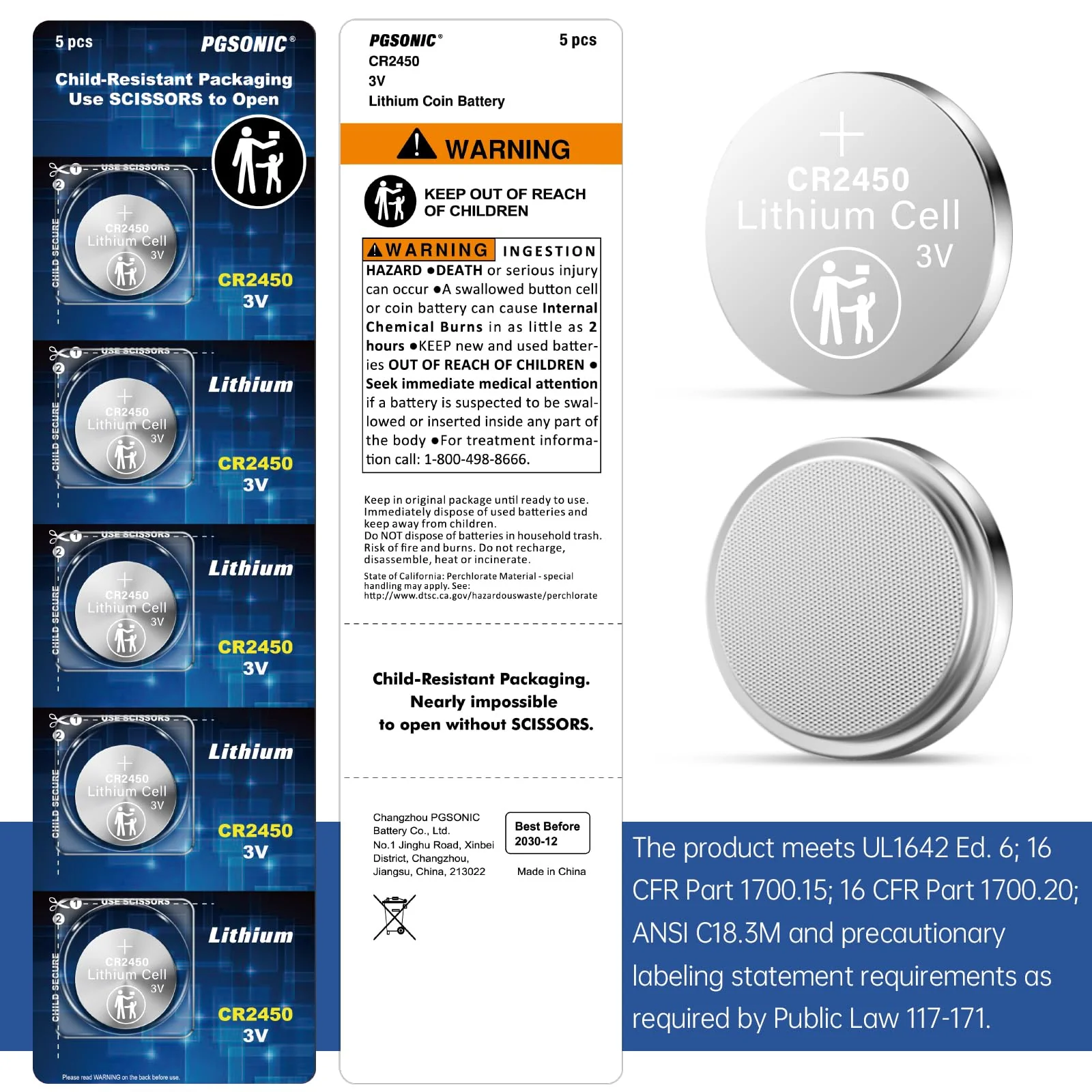 PGSONIC CR2450 3V Lithium Battery (5pcs) - Image 5