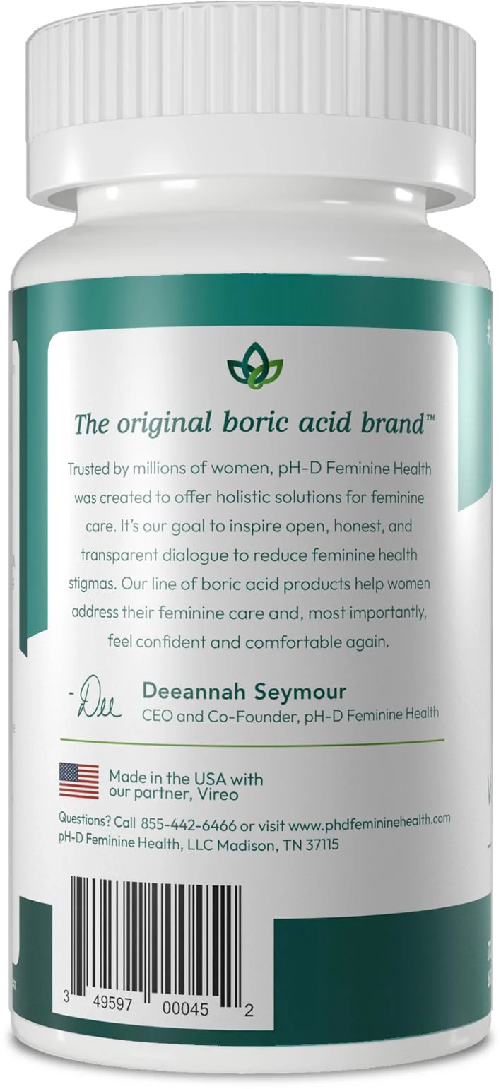 pH-D Feminine Health - 600 mg Boric Acid Suppositories - Woman Owned - for Vaginal Odor Use - 72 count - Image 7