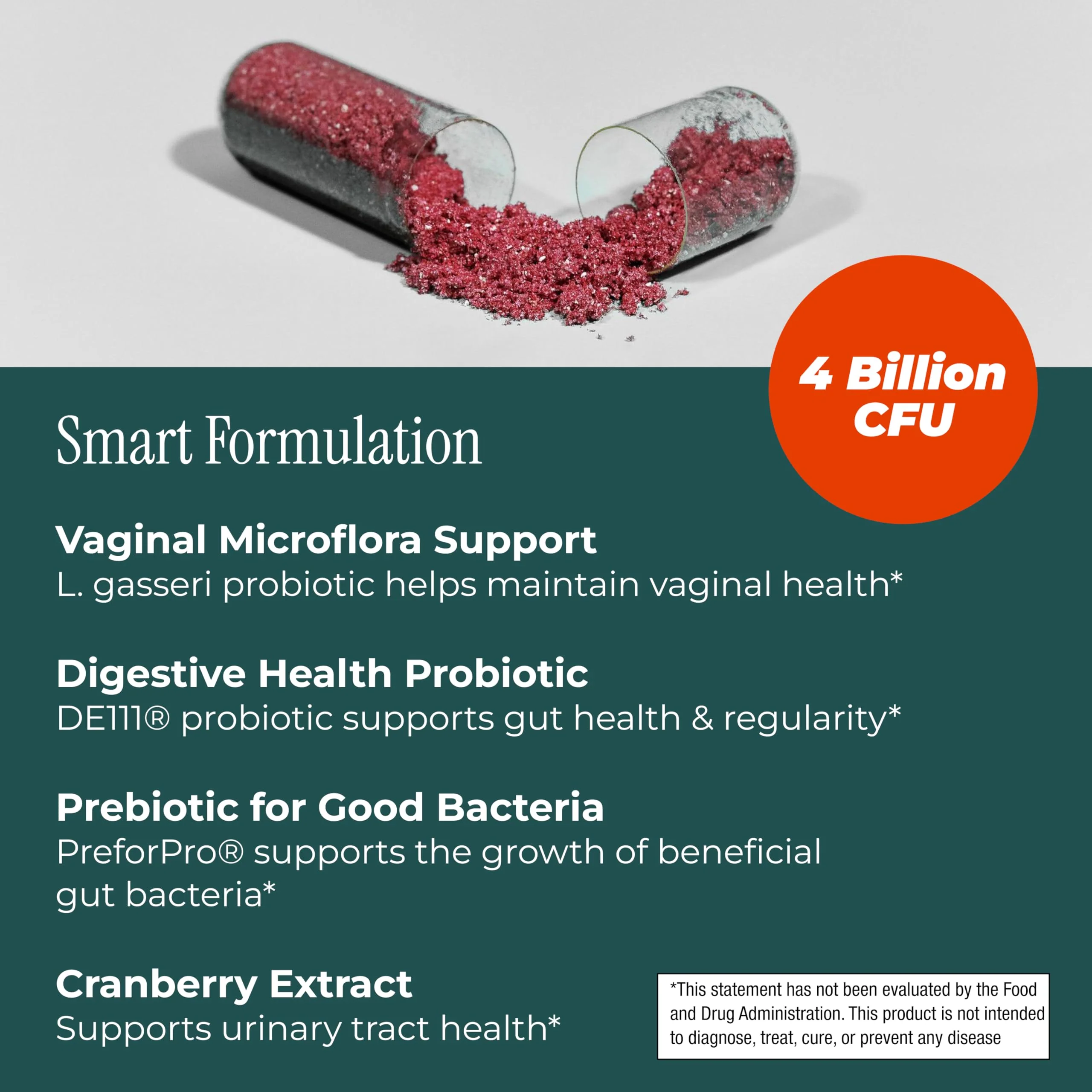 pH-D Feminine Health Support - Women's Health Probiotic with Prebiotic Blend, Cranberry Fruit Extract - Oral Supplement - 30 Count - Image 5