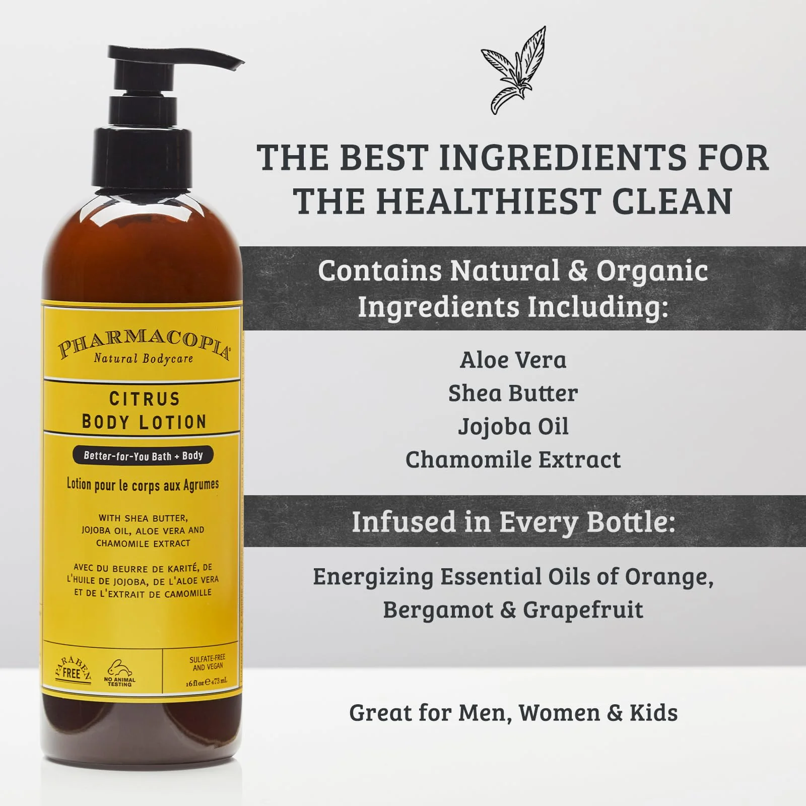 Pharmacopia Citrus Body Lotion - Hydrating Natural Moisturizer with Aromatherapy Benefits - Cruelty-Free Vegan Skin Care - Shea Butter, Aloe Vera, and Jojoba Oil - Lotion for Dry Skin, 16 oz - Image 8