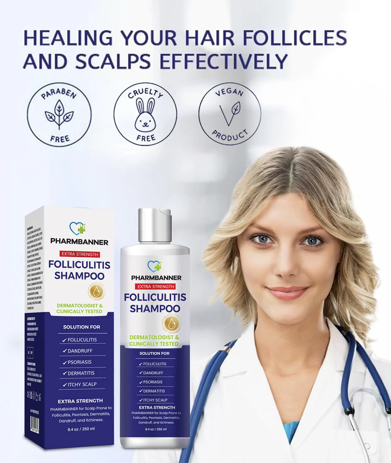 PHARMBANNER Anti-Fungal Shampoo for Folliculitis, Seborrheic Dermatitis, Scalp Psoriasis - Relieves Itchy & Dry Scalp - Image 6