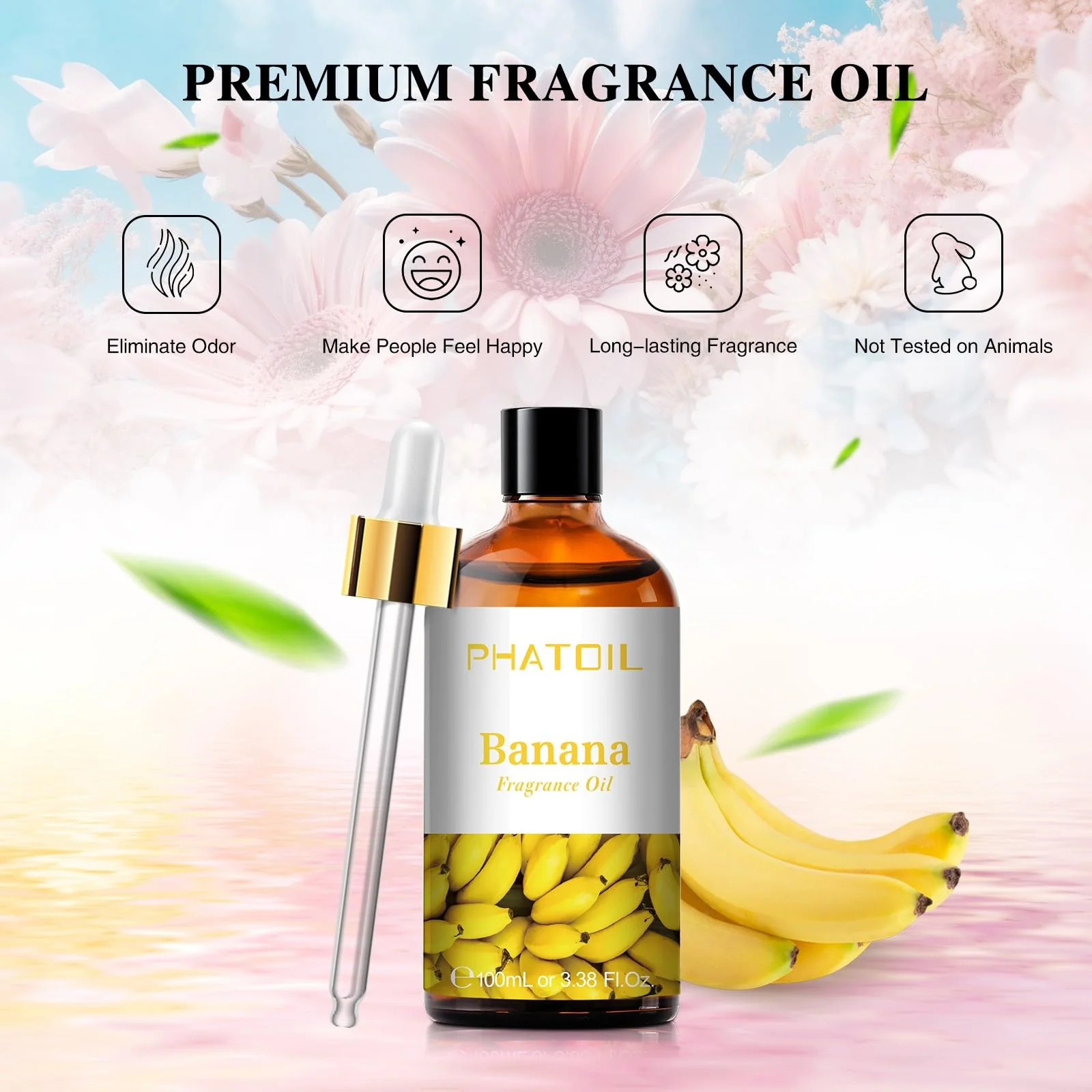 PHATOIL 3.38FL.OZ Banana Fragrance Oils for Aromatherapy, Essential Oils for Diffusers for Home, Perfect for Diffuser, Yoga, Skin Care, DIY Candle and Soap Making - 100ml - Image 3