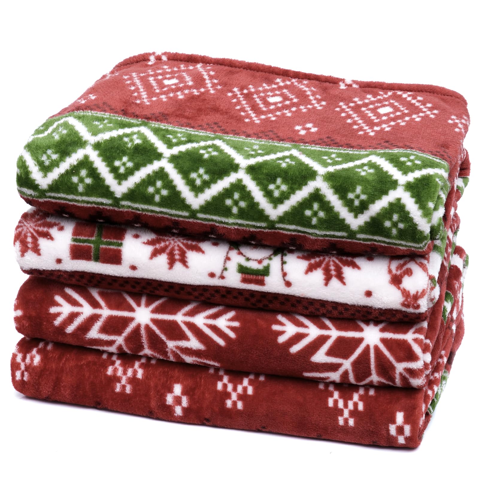 PHF Printed Fleece Blanket Queen Size, No Shed No Pilling Ultra Soft Plush Cozy Xmas Prints Theme Home D��cor Flannel Blanket for Bed, Sofa, Couch and Gift, 90" x 90", Retro Christmas