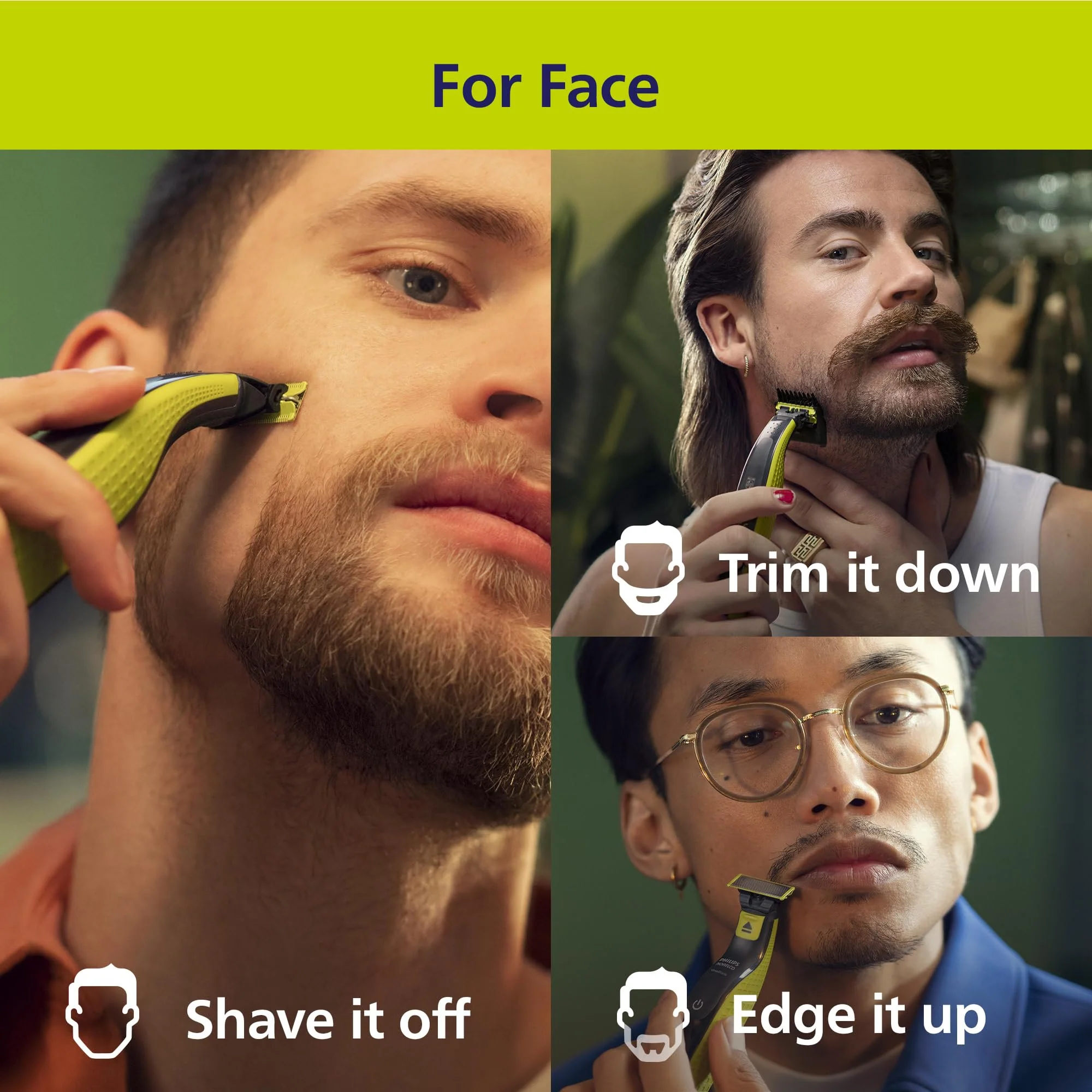 Philips Norelco One 360 Hybrid Face, Electric Beard Trimmer and Shaver, with 360 Technology, 1x 360 for Face, 5in1 Adjustable Comb, Model QP2724/90 - Image 3