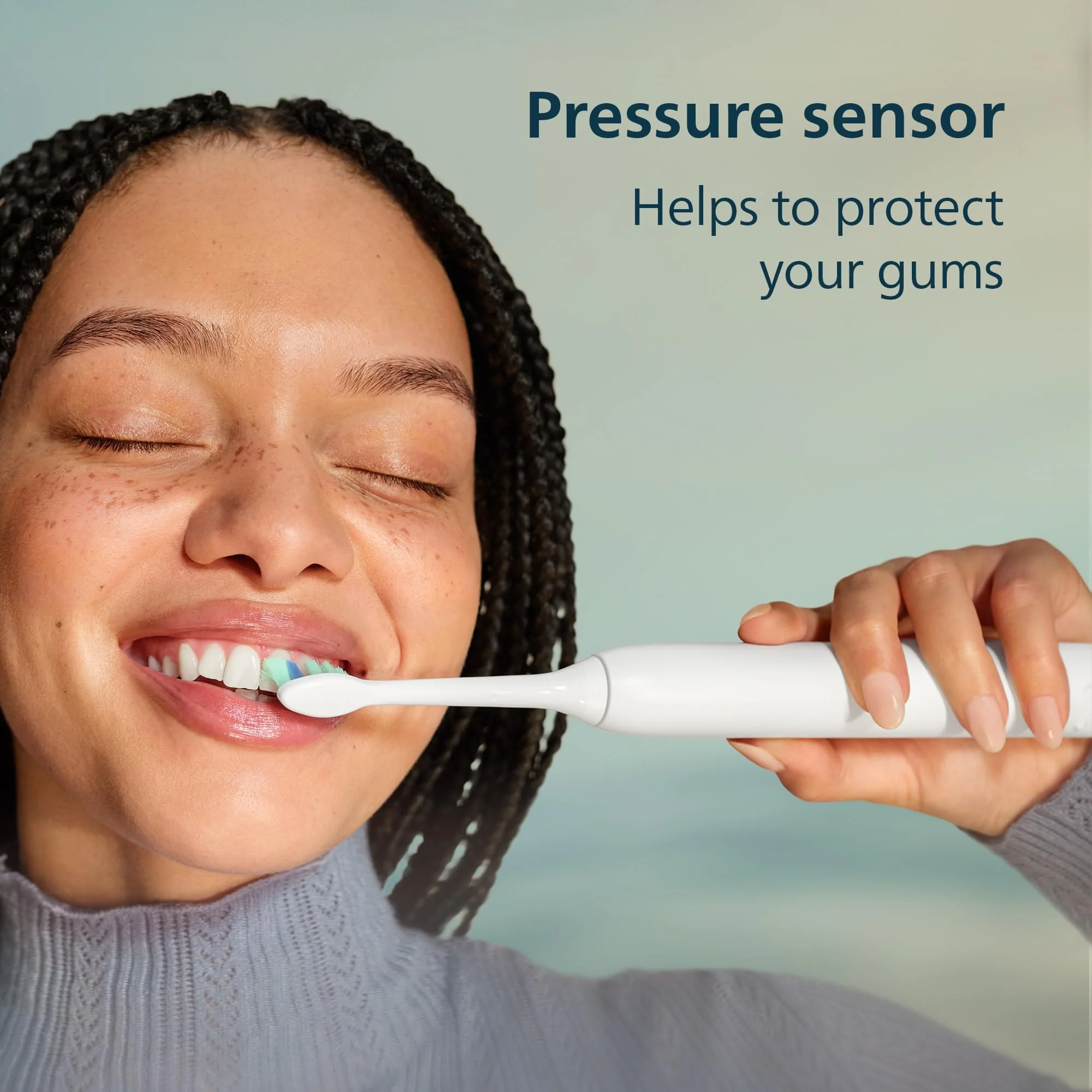 Philips Sonicare 4100 Series Electric Toothbrush - Sonic Toothbrush with Advanced Sonic Technology, Pressure Sensor, Two Intensity Settings, Smartimer & Quadpacer, White, Model HX3681/23 - Image 5