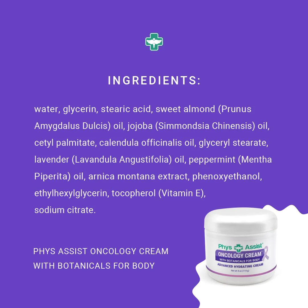 PhysAssist Oncology Cream 4 oz plus Lip Balm. Hydrates and Pampers Stressed skin. Made with a blend of natural Botanicals. Clinically Tested, Non Irritant. - Image 2