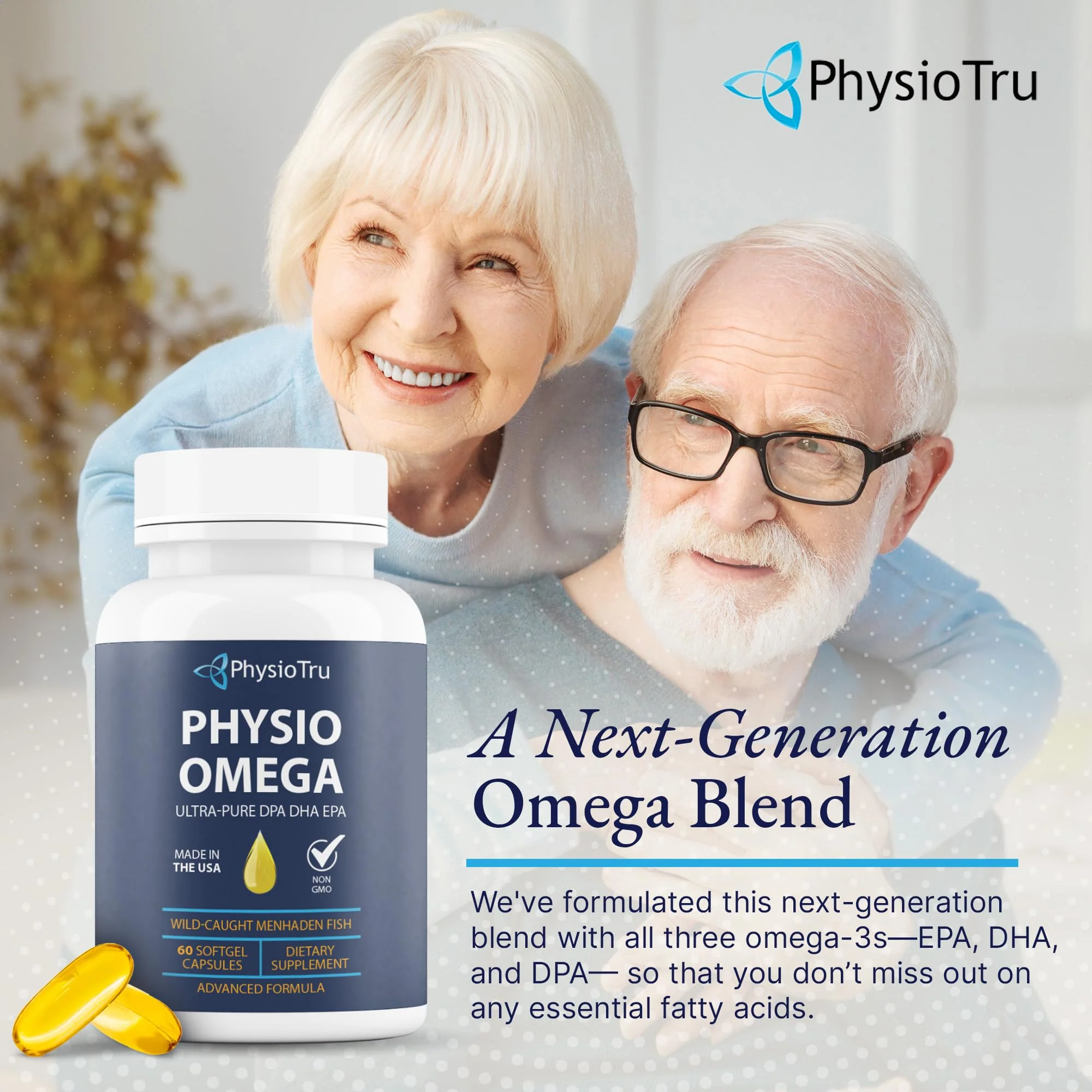 Physio Omega 2400mg Fish Oil with Omega 3 Fatty Acid Supplement - Vascular & Cognitive Supplements for Adults - Non-GMO, Burpless, Light Citrus Flavor, Sustainably Sourced - 1 Pack, 60 Softgels - Image 6