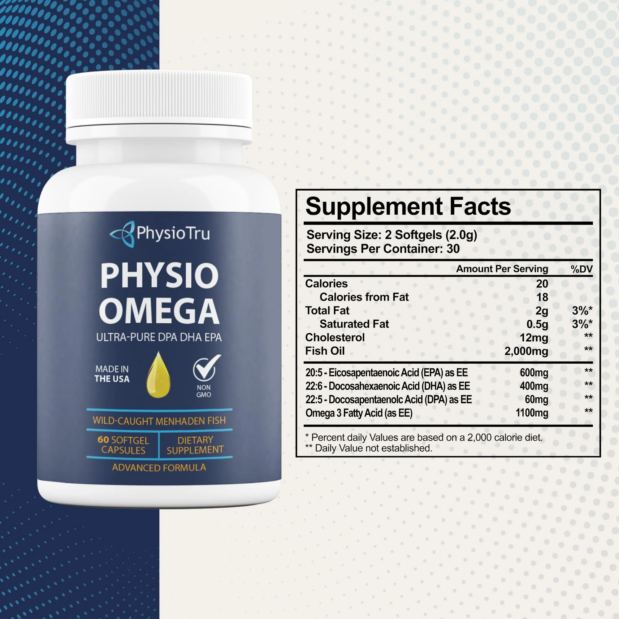 Physio Omega 2400mg Fish Oil with Omega 3 Fatty Acid Supplement - Vascular & Cognitive Supplements for Adults - Non-GMO, Burpless, Light Citrus Flavor, Sustainably Sourced - 1 Pack, 60 Softgels - Image 7
