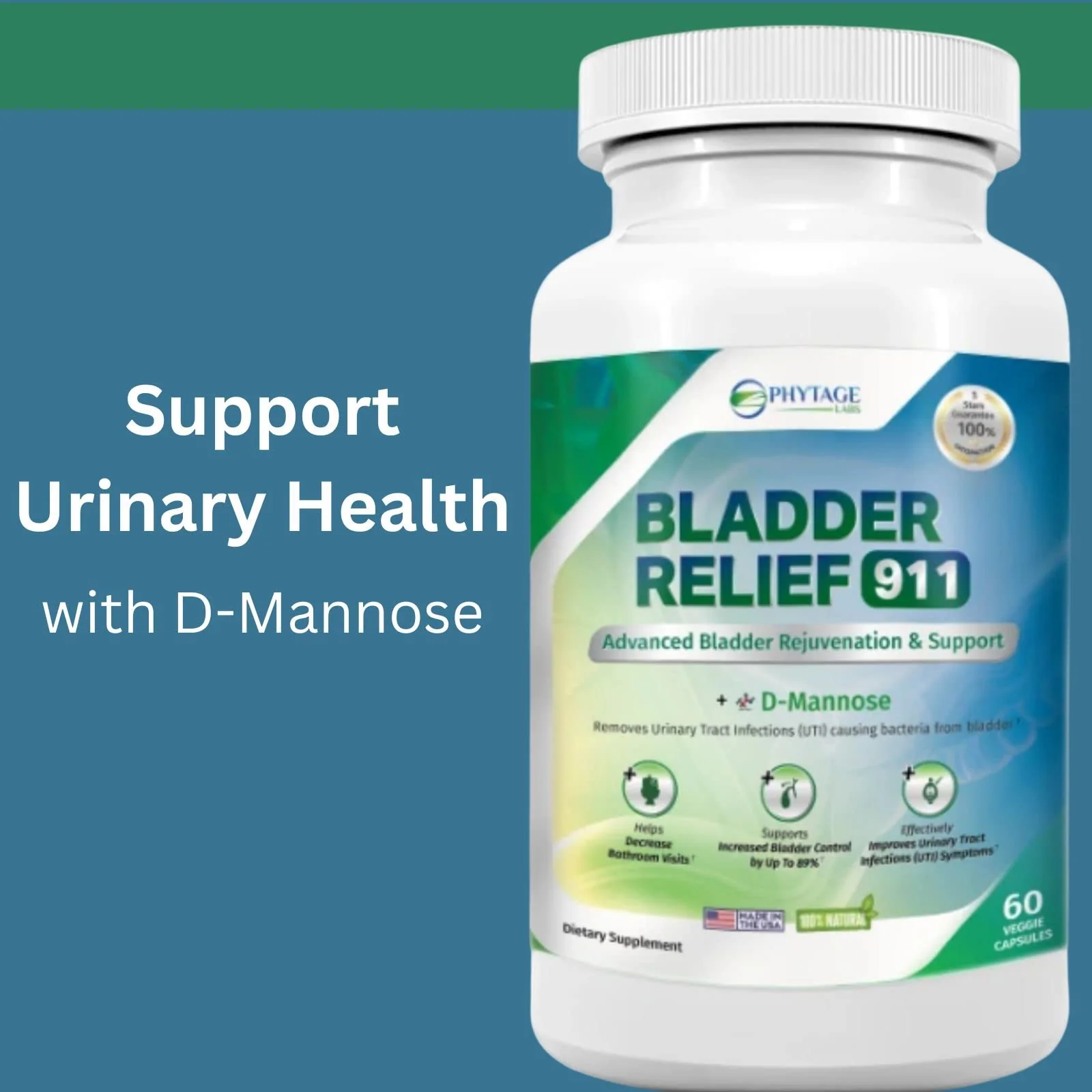 Phytage Labs Bladder Relief 911 Detoxifying Strength - for Men and Women Provides Bladder Support, 60 Veggie Capsules - Image 5