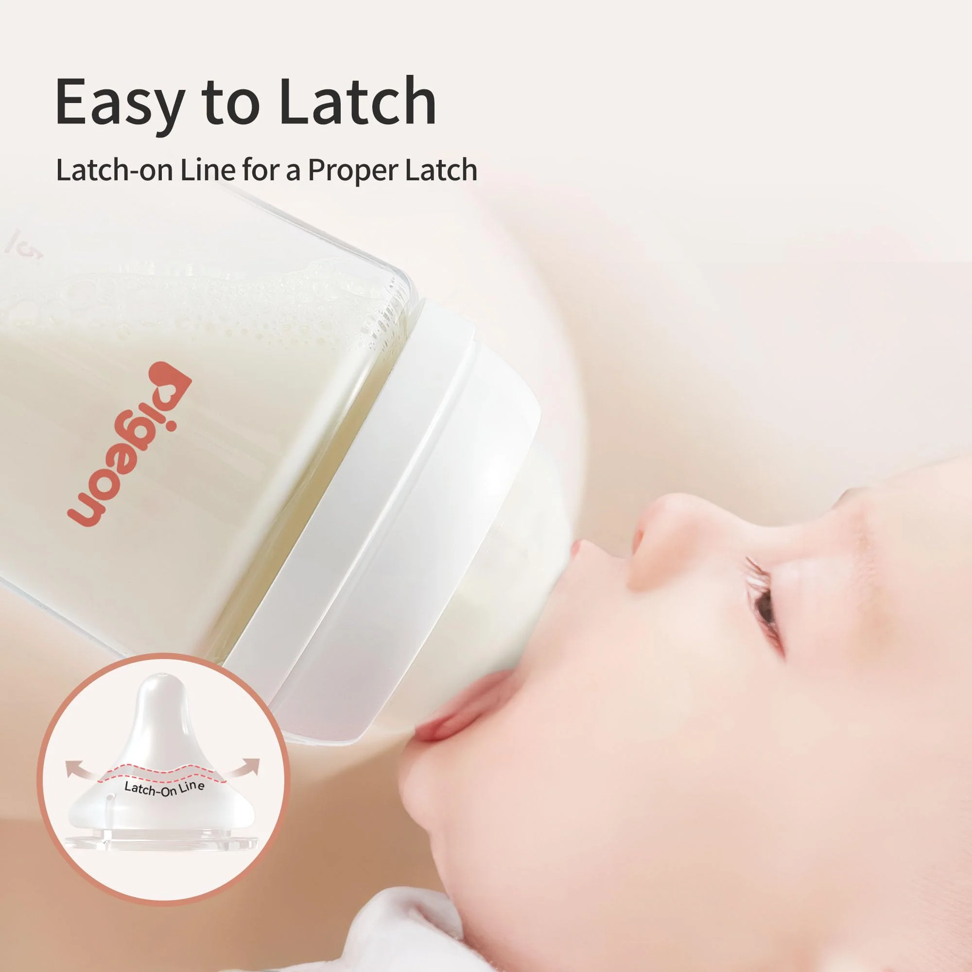Pigeon Glass Nursing Bottle Wide Neck, Anti-Colic, Streamlined Body, Natural Feel, Easy to Clean, Heat-Resistant, 8.1 Oz (Pack of 2), Includes 2pcs M Nipples (3m+) - Image 4