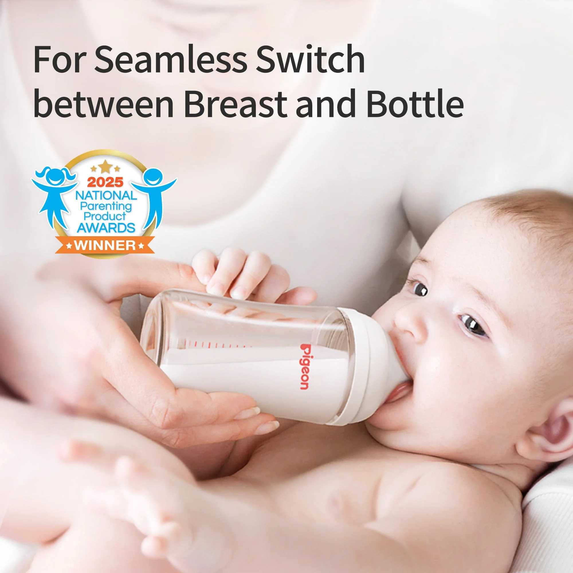 Pigeon Glass Nursing Bottle Wide Neck, Anti-Colic, Streamlined Body, Natural Feel, Easy to Clean, Heat-Resistant, 8.1 Oz (Pack of 2), Includes 2pcs M Nipples (3m+) - Image 5