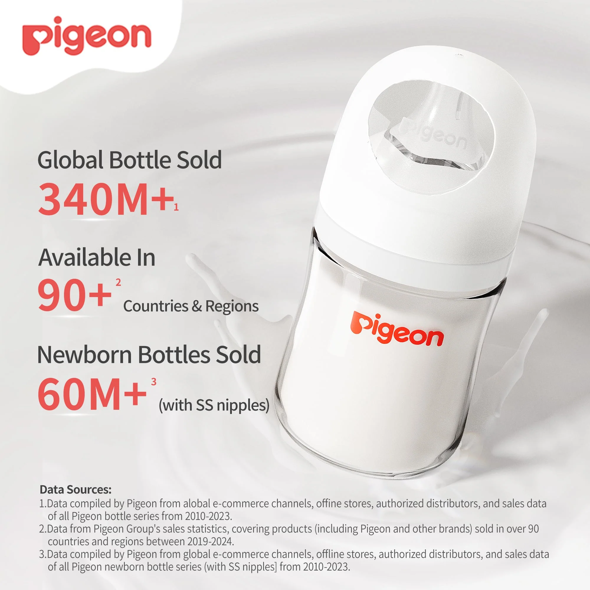 Pigeon Glass Nursing Bottle Wide Neck, Anti-Colic, Streamlined Body, Natural Feel, Easy to Clean, Heat-Resistant, 8.1 Oz (Pack of 2), Includes 2pcs M Nipples (3m+) - Image 7