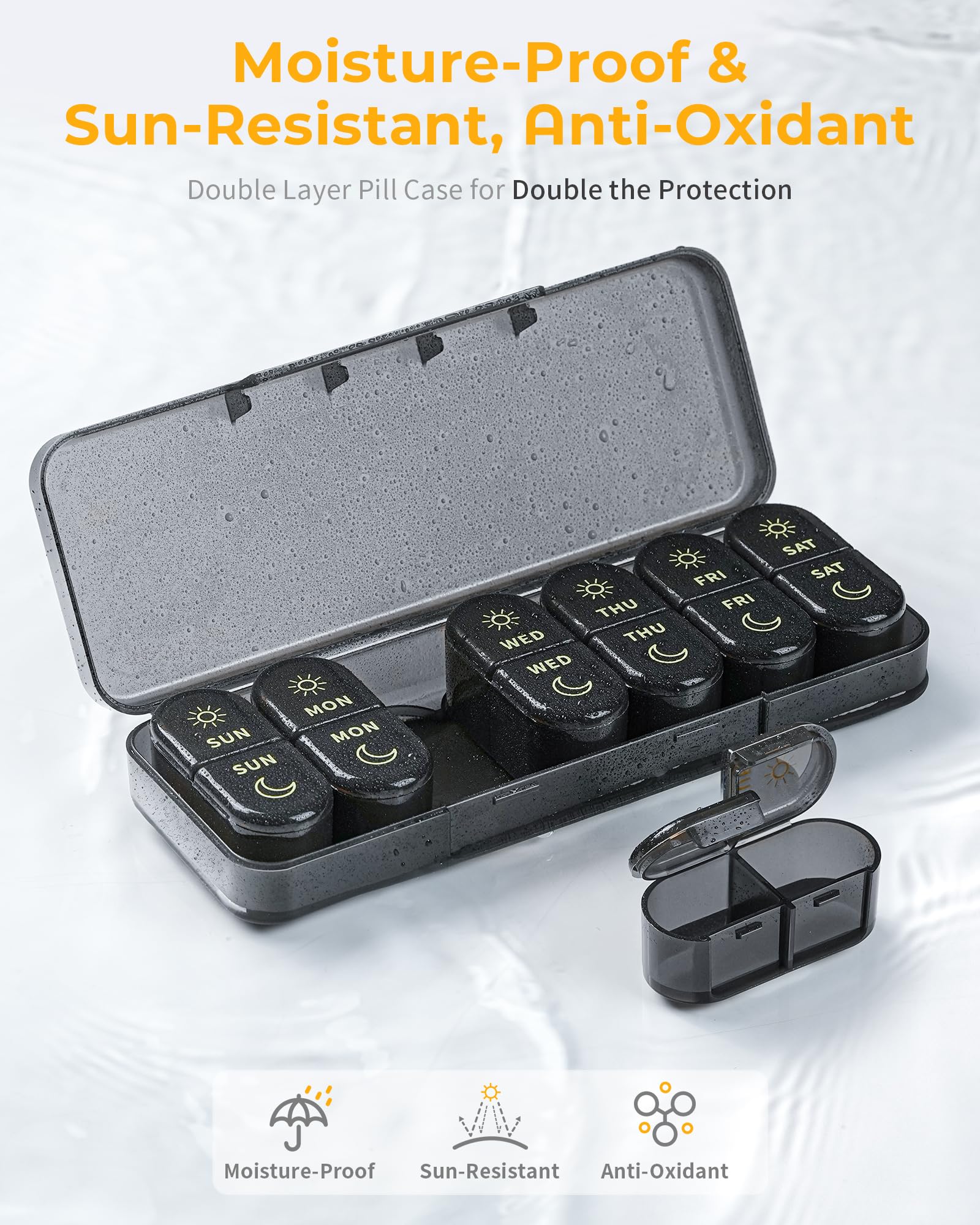 Pillex AM & PM Pill Organizer 7 Days, Weekly Pill Case 2 Times a Day, Pill Box 7 Day, Medicine Pill Organizer for Travel, Vitamins, Fish Oils, Supplements - Image 6