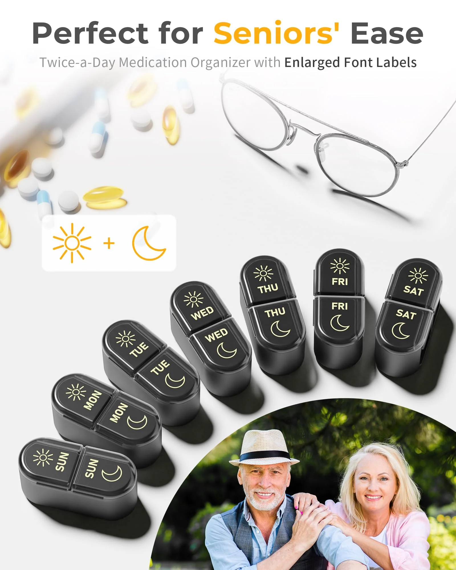 Pillex AM & PM Pill Organizer 7 Days, Weekly Pill Case 2 Times a Day, Pill Box 7 Day, Medicine Pill Organizer for Travel, Vitamins, Fish Oils, Supplements - Image 9