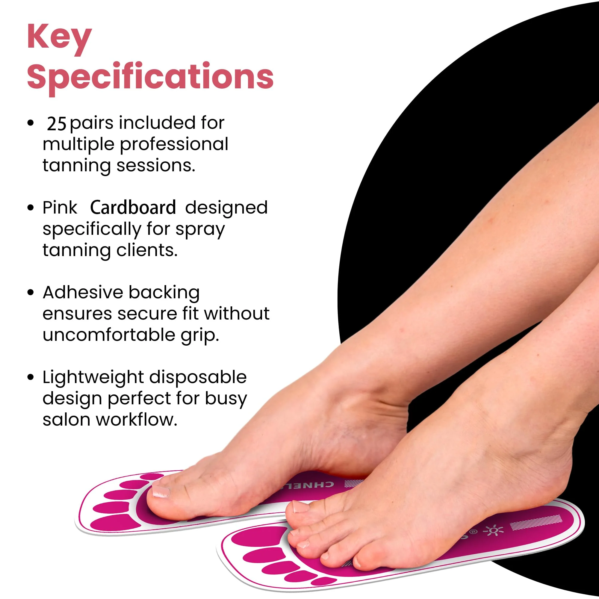 Pink 25Pairs(50Feets) Disposable Spray Tanning Feet Pads for Hygienic Foot Protectors,Comfortable & Hygienic Spray Tan Pads Feet-Specifically for the Spray Tanning Industry or Salon - Image 5