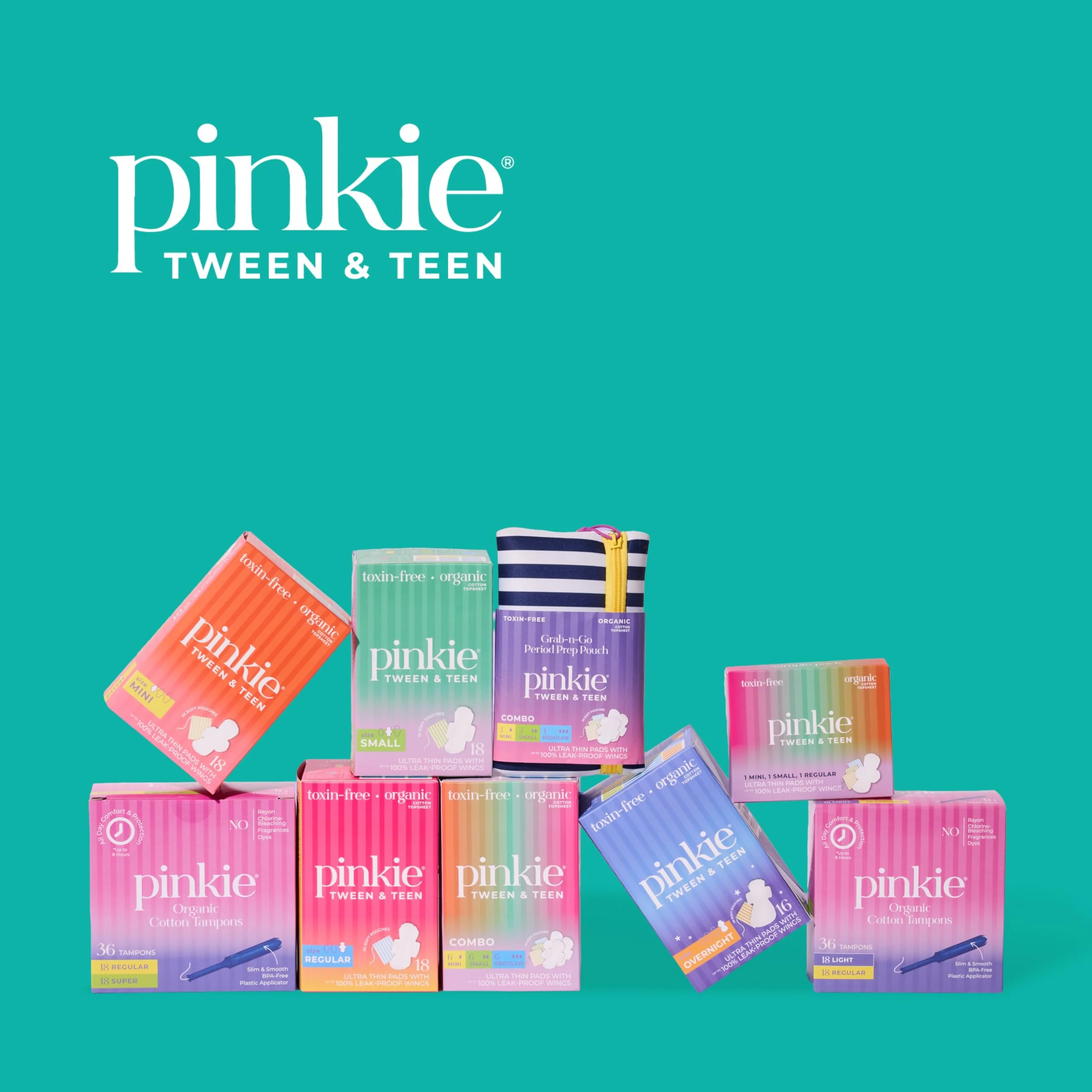 Pinkie Period Starter Pads - Designed for Smaller Underwear - Organic Cotton Topsheet Tween & Teen Pads with Wings - Chlorine Free & Fragrance Free - Teen Small, 18 Count - Image 9