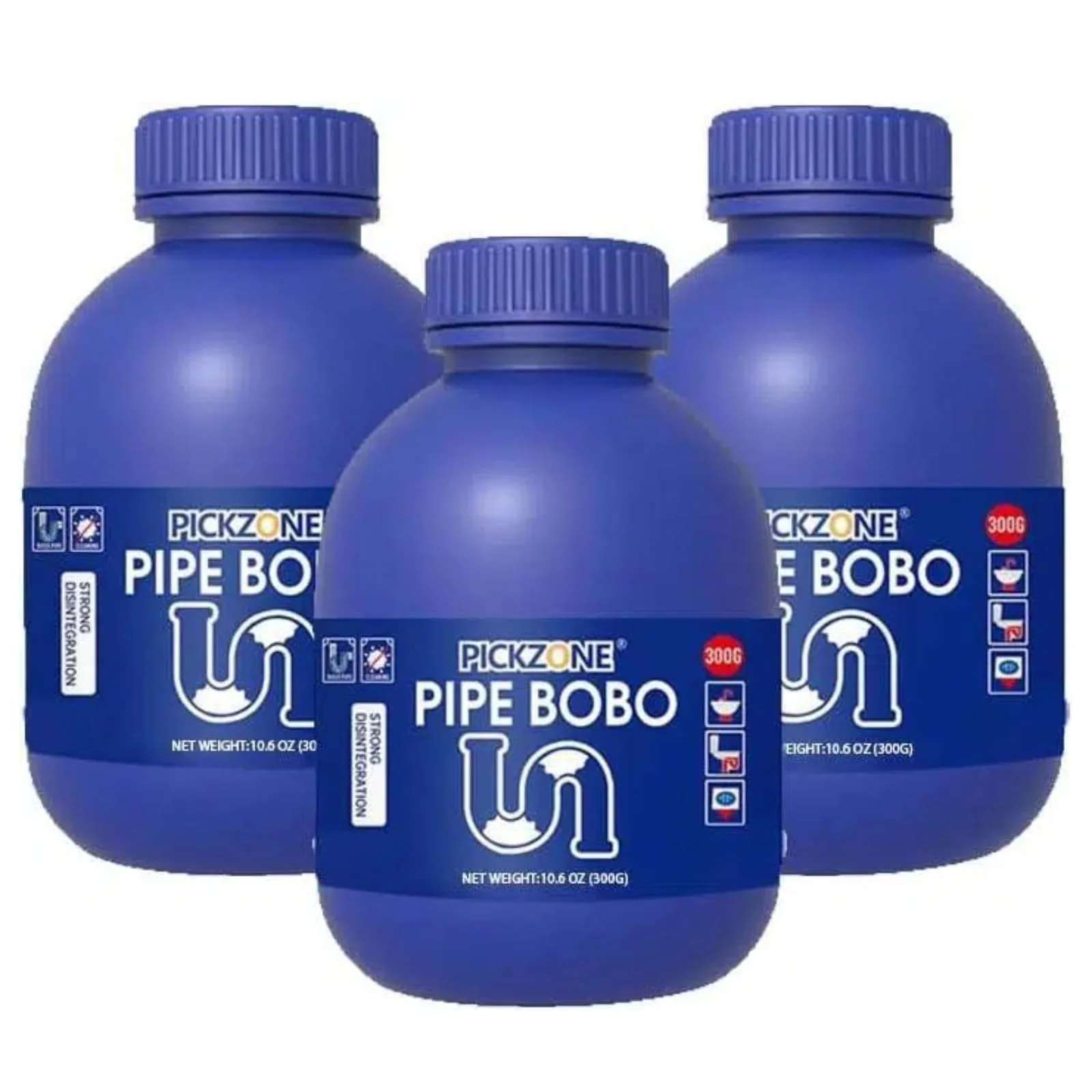 Pipe Bobo Drain Cleaner, Professional Strength Pipe Dredging Formula for Kitchen Sinks, Shower Drains, Tubs, Dissolves Blockages (3Pcs)