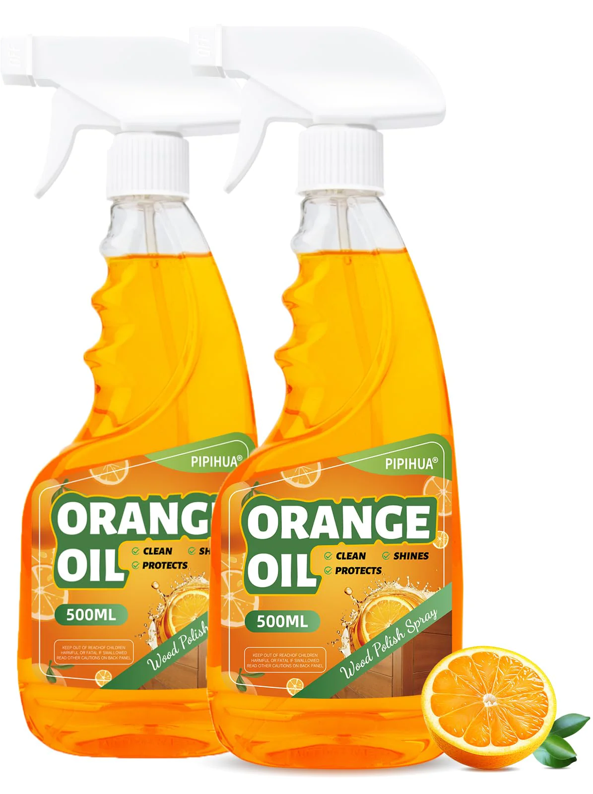 PIPIHUA Wood Oil Polish Spray, Shines & Protects, Wood Cleaner and Furniture Polish for Cabinets Tables Floors 16.9 oz, 2 Pack