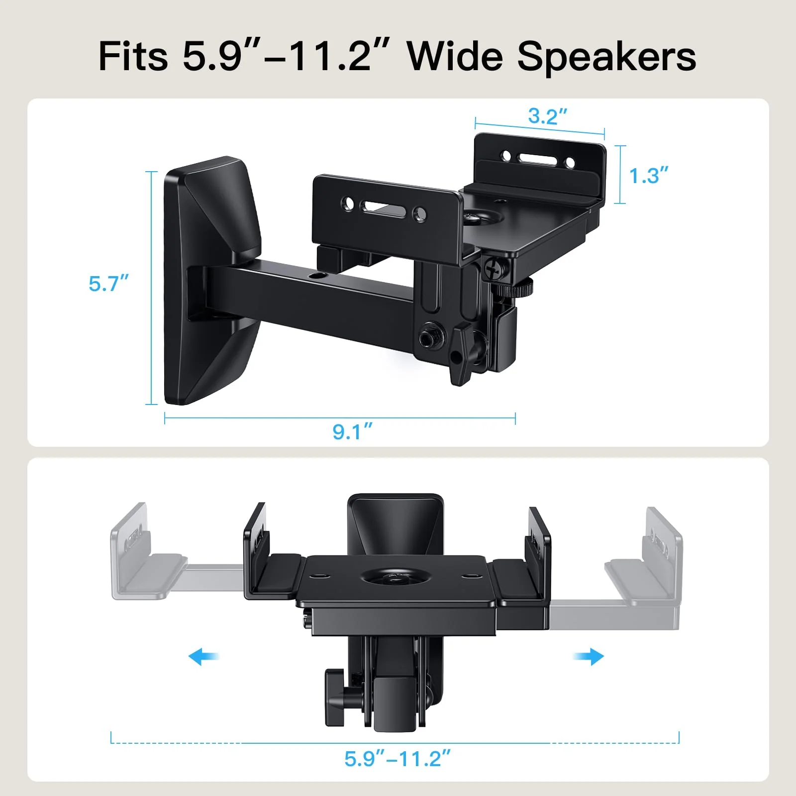 Pipishell Speaker Wall Mounts, Dual Side Clamping Bookshelf Mounting Bracket, Speaker Mounts for Surround Sound, Bookshelf Speakers up to 55 lbs, 1 Pair - Image 3