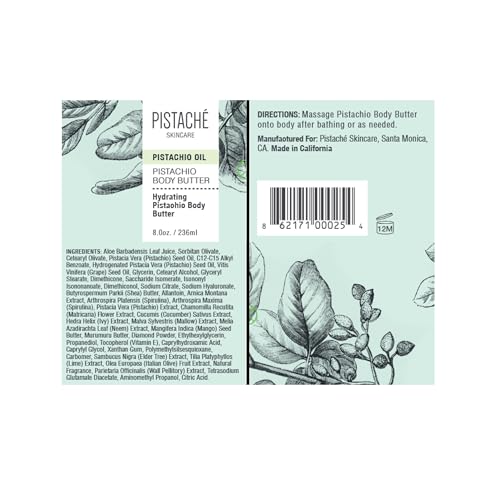 Pistaché Skincare Pistachio Oil Whipped Body Butter Cream | Rich Moisturizer for Dry Skin with Vitamin E & Antioxidant Protection | The Boyfriend Body Butter, 8 oz - Image 3