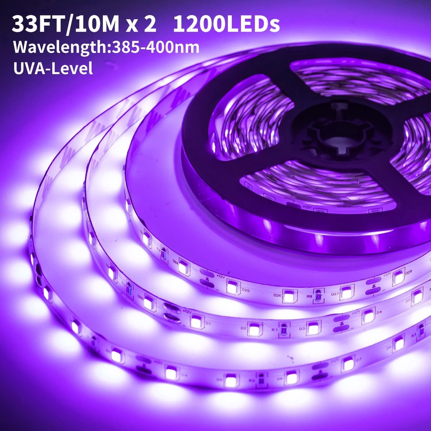 PIZHLO 66 Foot Black Light Strips & Remote, Dimmable Flexible Blackights Strip Lights 1200 LEDs for Glow Party Body Paint Birthday Bedroom Room Fluorescent Tapestry Poster, Non-Waterproof - Image 5