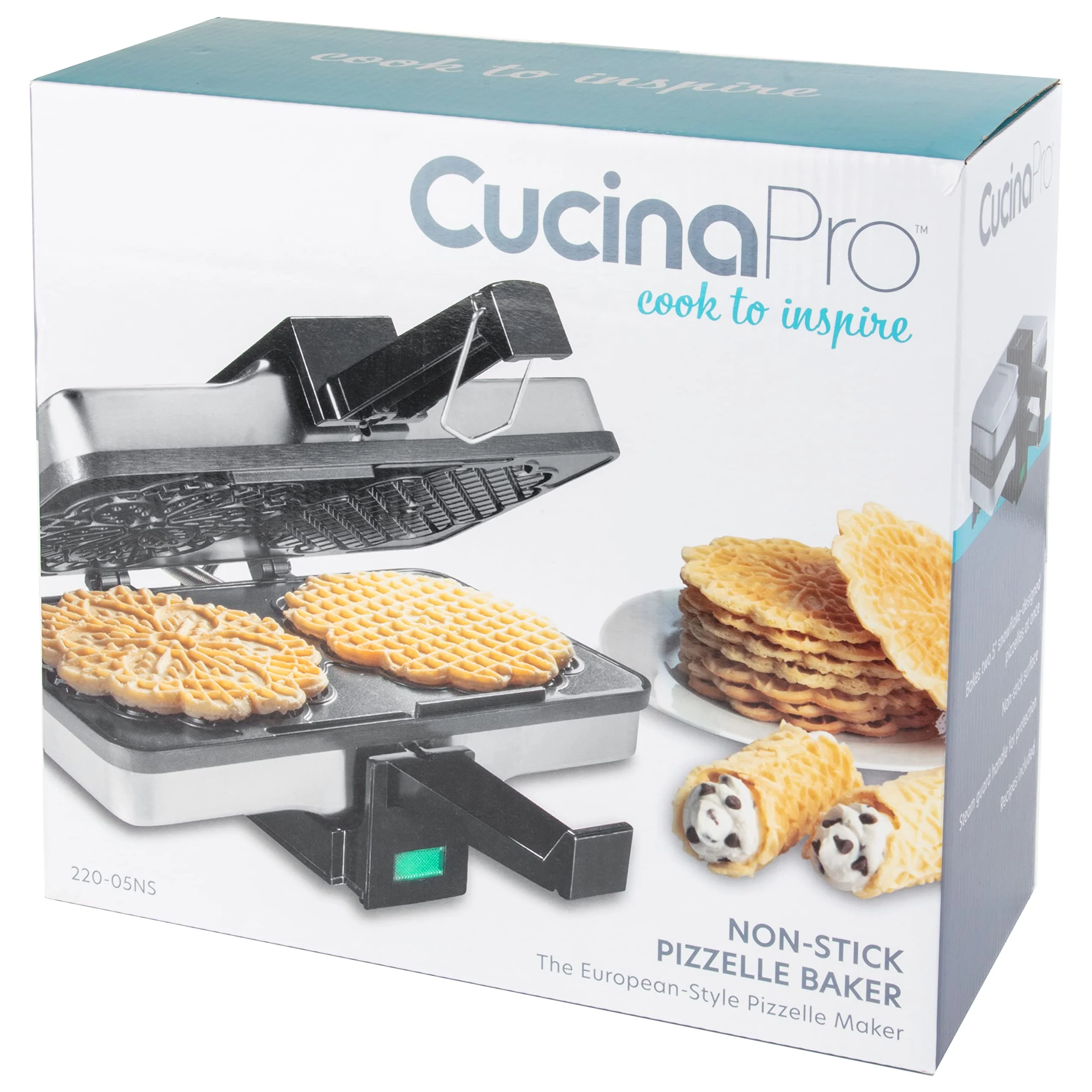 Pizzelle Maker- Nonstick Electric Holiday Baker Press Makes Two 5-Inch Cookies at Once- Christmas Baking Supplies for Party- Italian Dessert Treat Making with Recipe Guide- Cookie Swap Gift for Her - Image 3