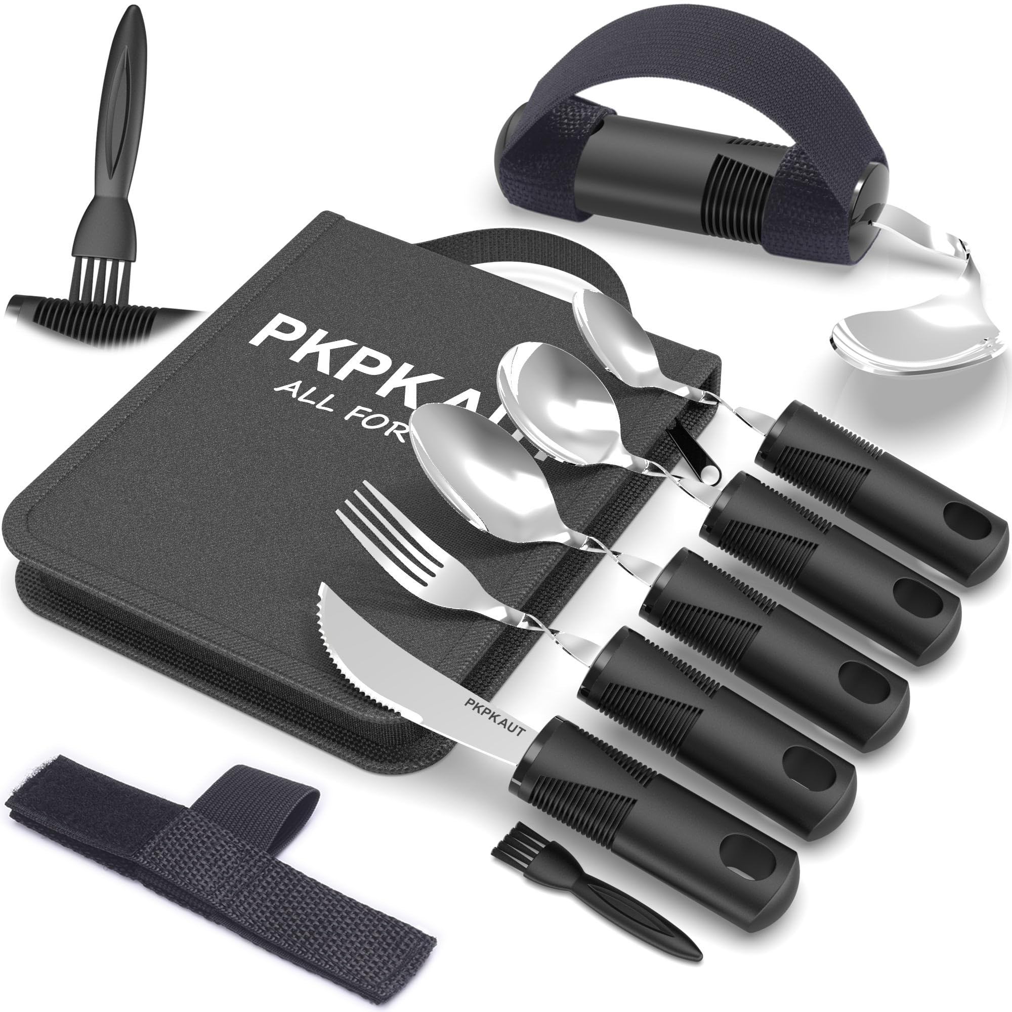 PKPKAUT Adaptive Utensils for Parkinsons Patients Elderly, Weighted Utensils for Hand Tremors, Parkinsons Eating Utensils for Disabled People, Weighted Silverware for Hand Tremors Arthritic Hands - Image 2